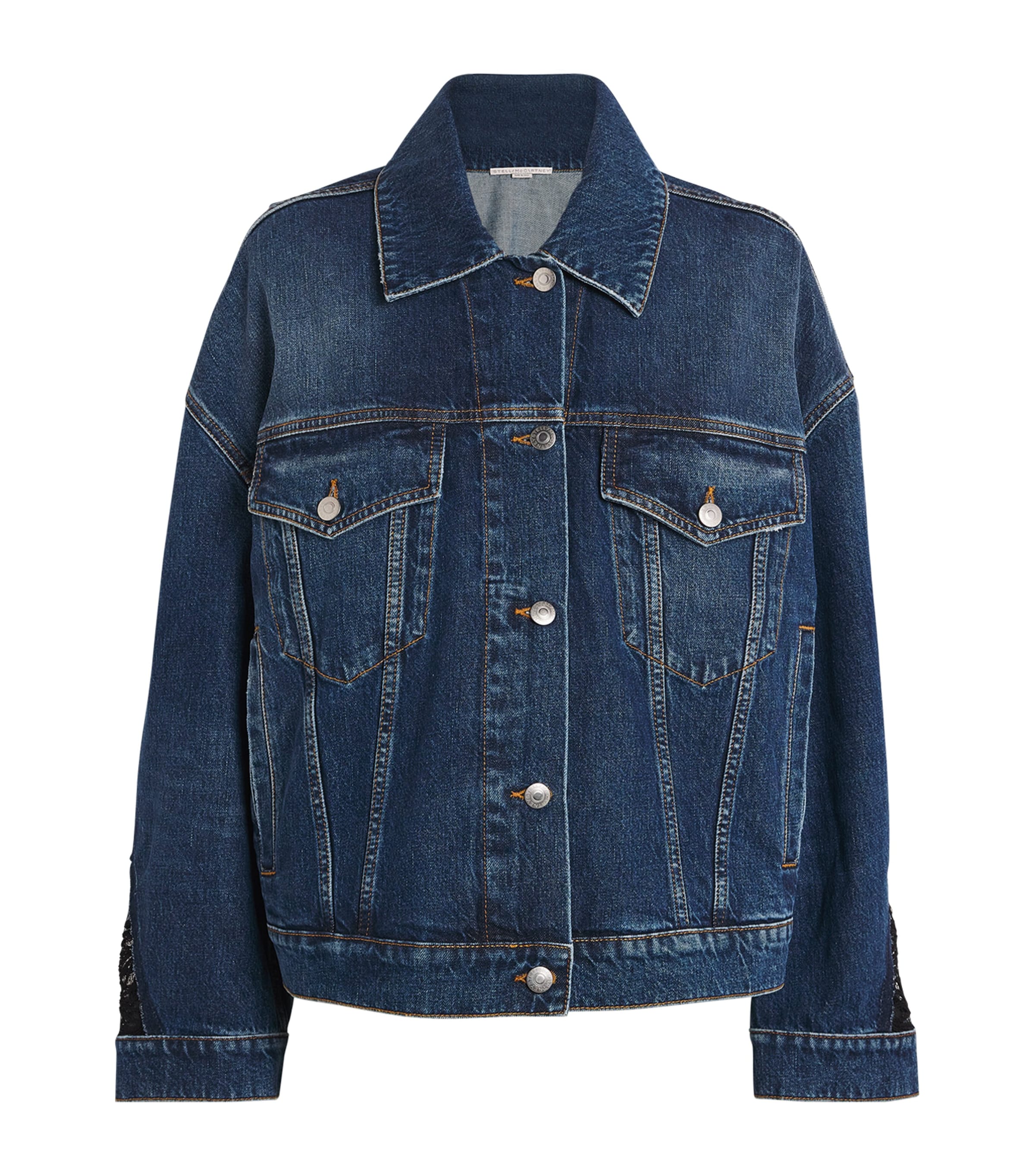 Stella Mccartney Lace-detailing Denim Jacket In 蓝色