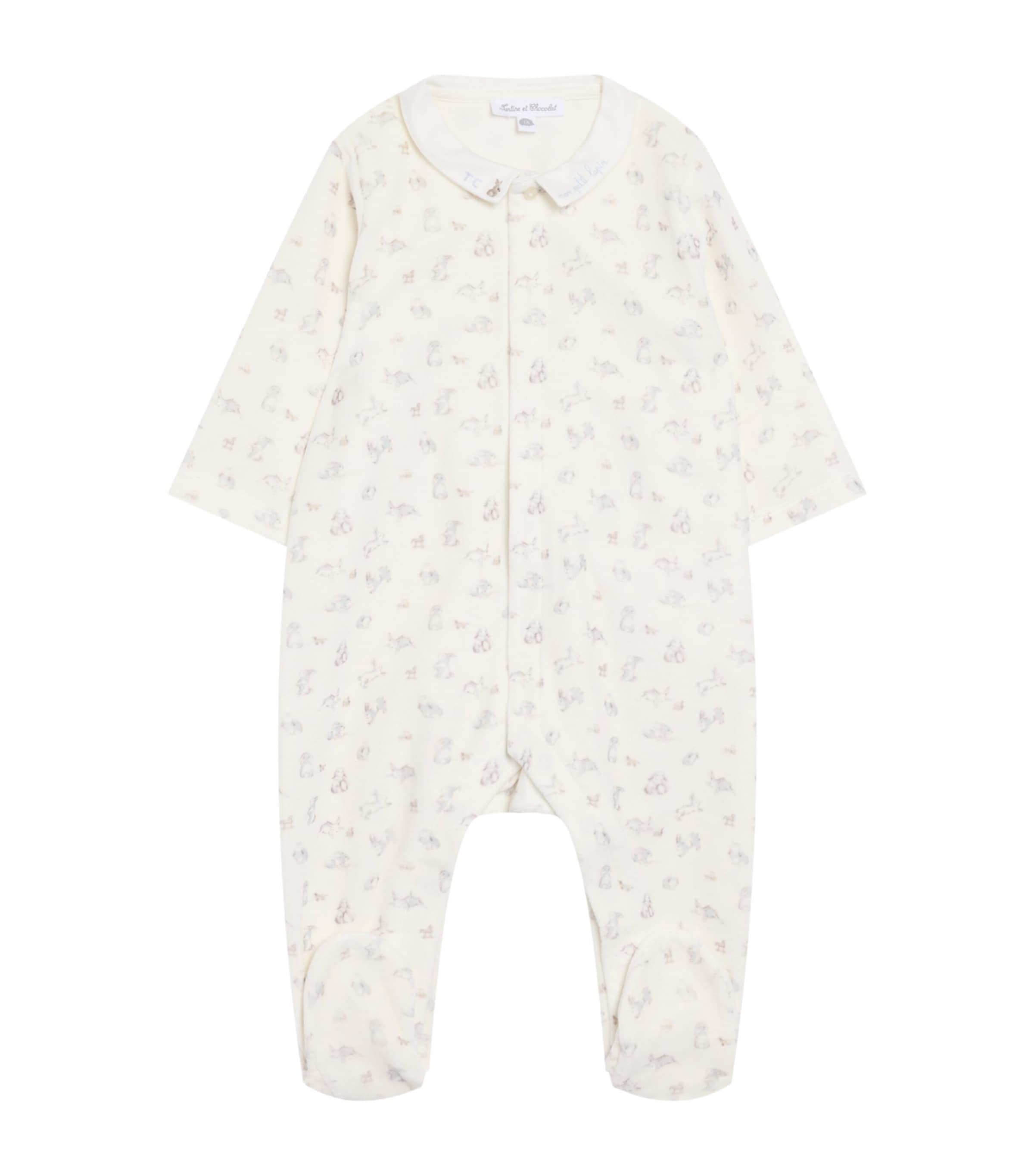 Tartine Et Chocolat Cotton Embroidered-collar Bodysuit In White