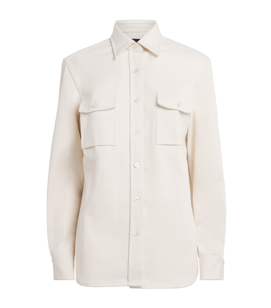 Brioni Womens Cotton-Silk Denim Shirt Image 1