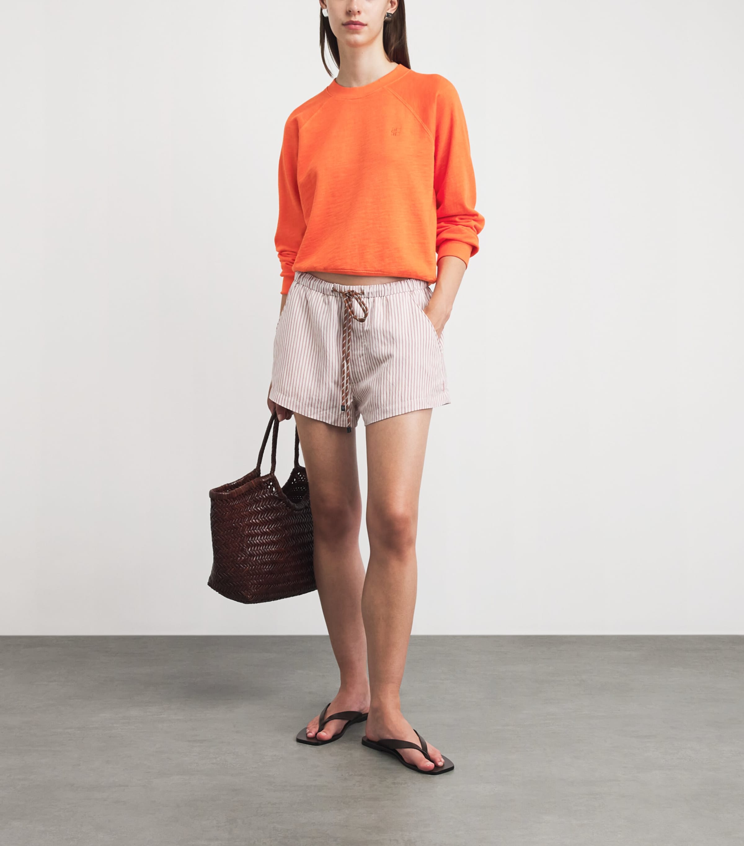 ÉTERNE Womens Cotton Shrunken Raglan Sweatshirt Papaya Image 2