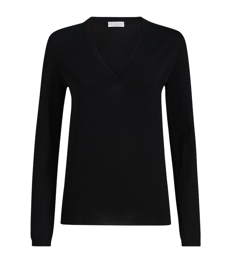 Brunello Cucinelli Womens Cashmere-Silk-Blend V-Neck Sweater Image 1