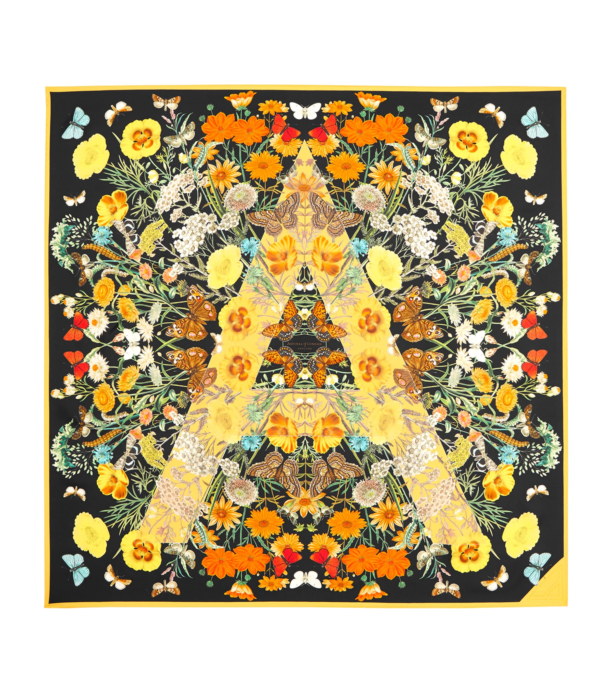 Shop Aspinal Of London Silk Botanical Scarf In Black