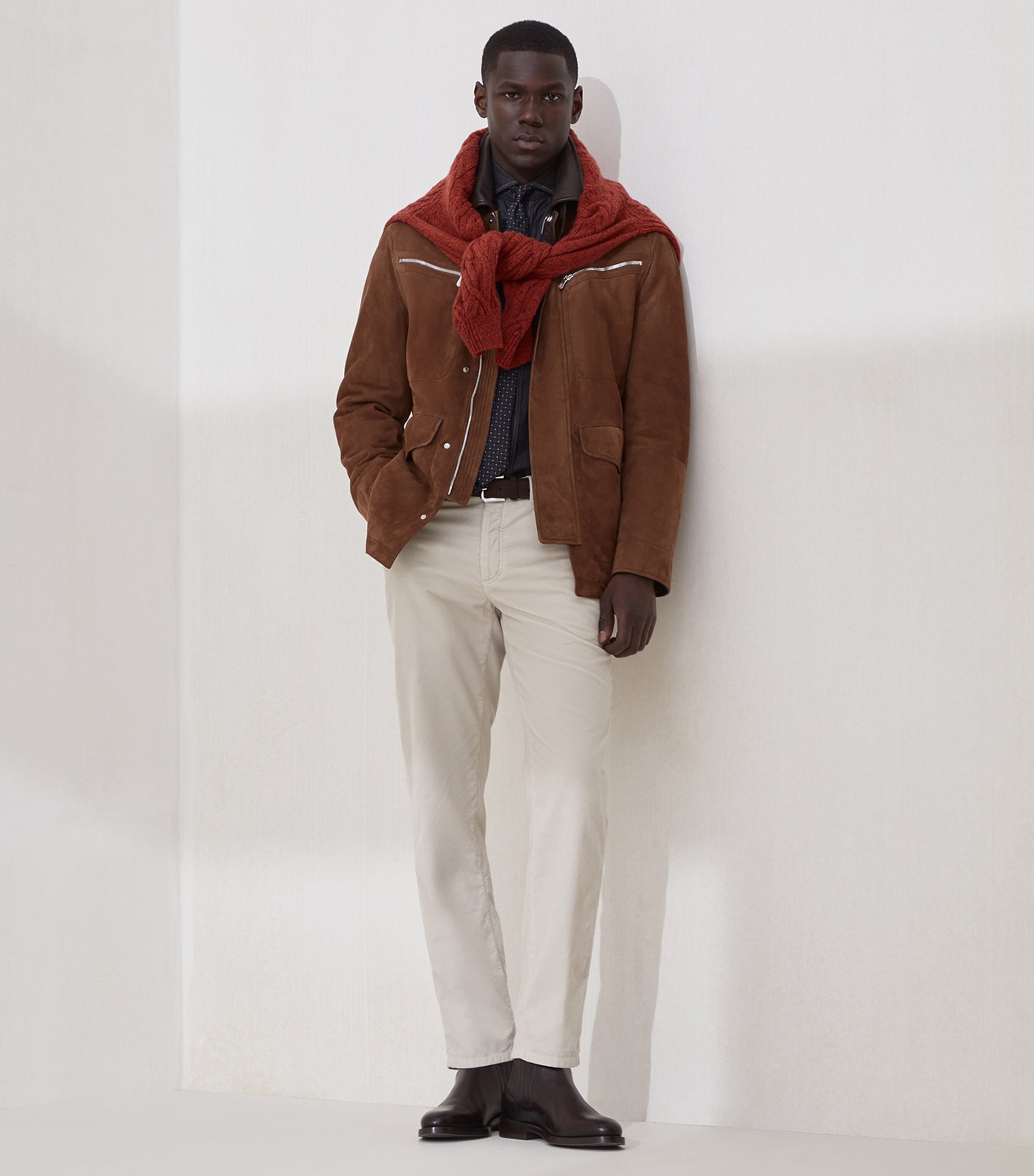 Suede Leather Padded Jacket CWB63 Image 4