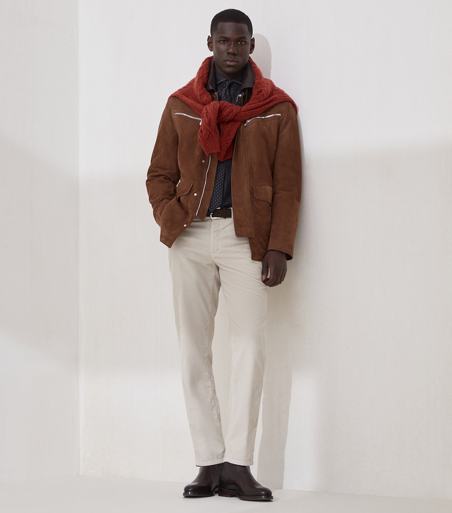 Suede Leather Padded Jacket CWB63 Image 4