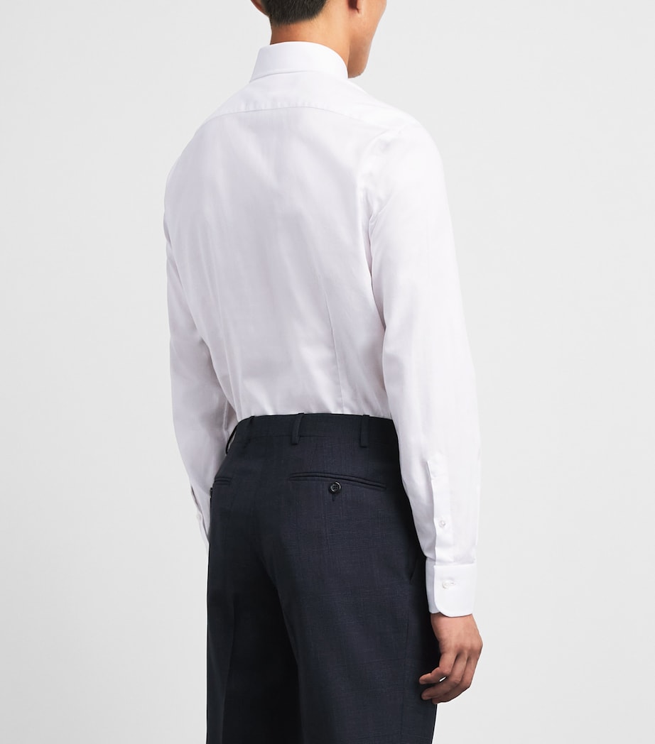 Barba Napoli Mens Cotton Poplin Slim Shirt White Image 5