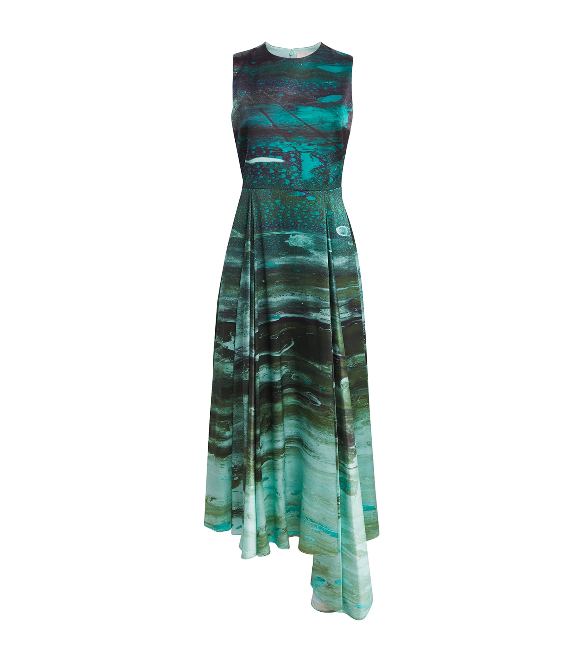 Roksanda Womens Silk Asymmetric Tera Midi Dress Brush Teal/mint Image 1
