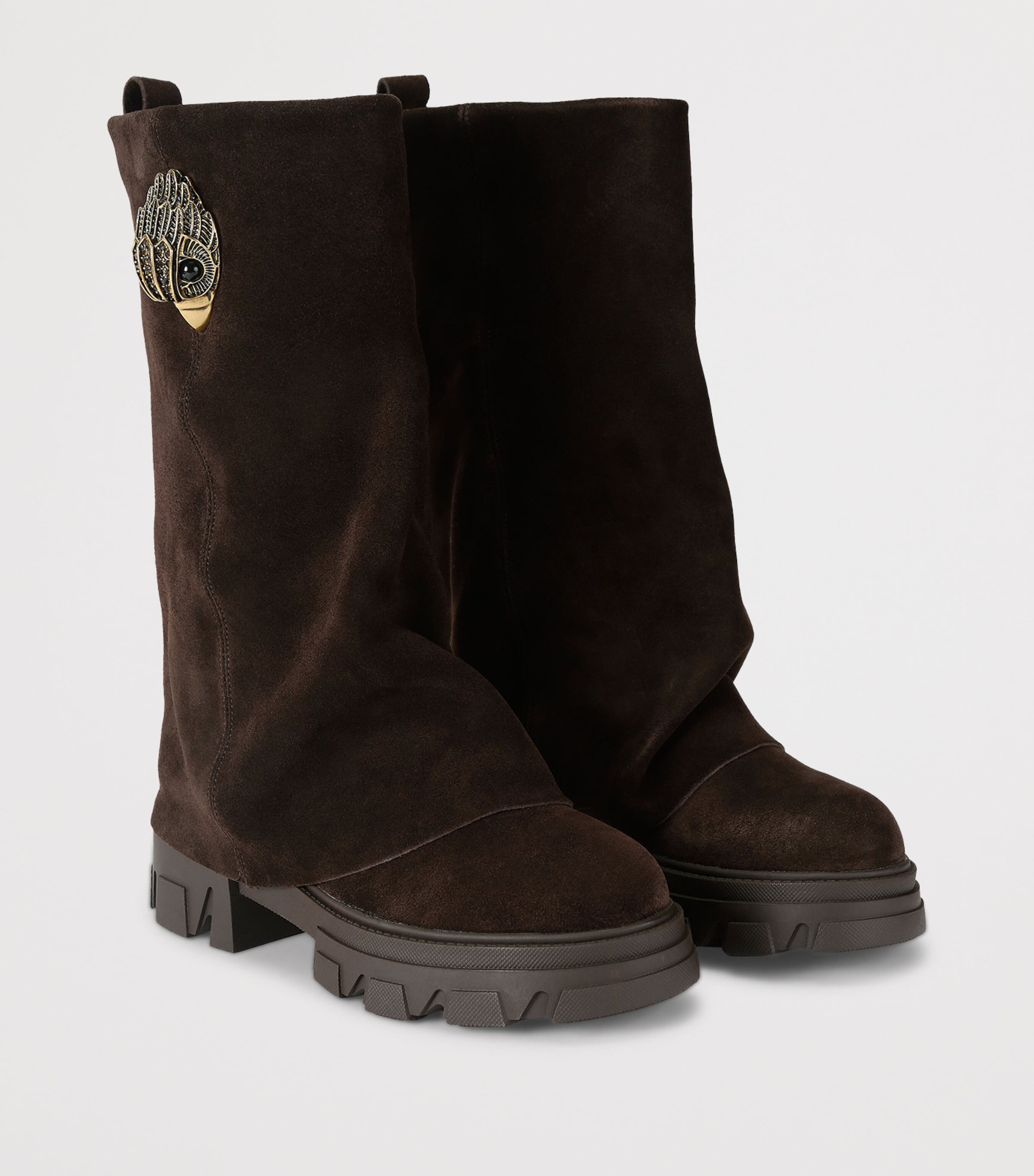 Kurt Geiger London Suede Stomp Foldover Boots 50 Brown Image 2