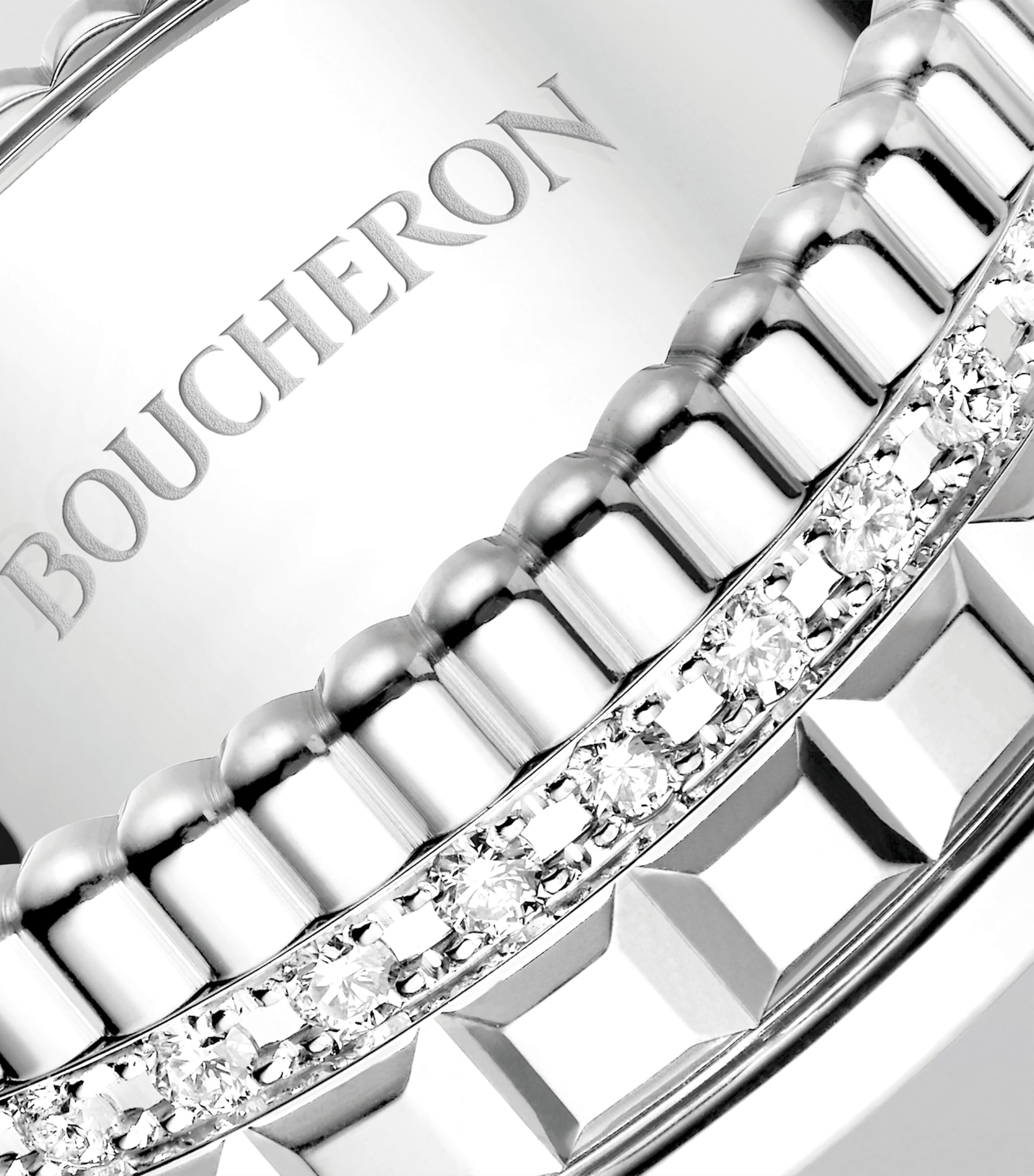 Small White Gold and Diamond Quatre Radiant Ring WHITE GOLD Image 3