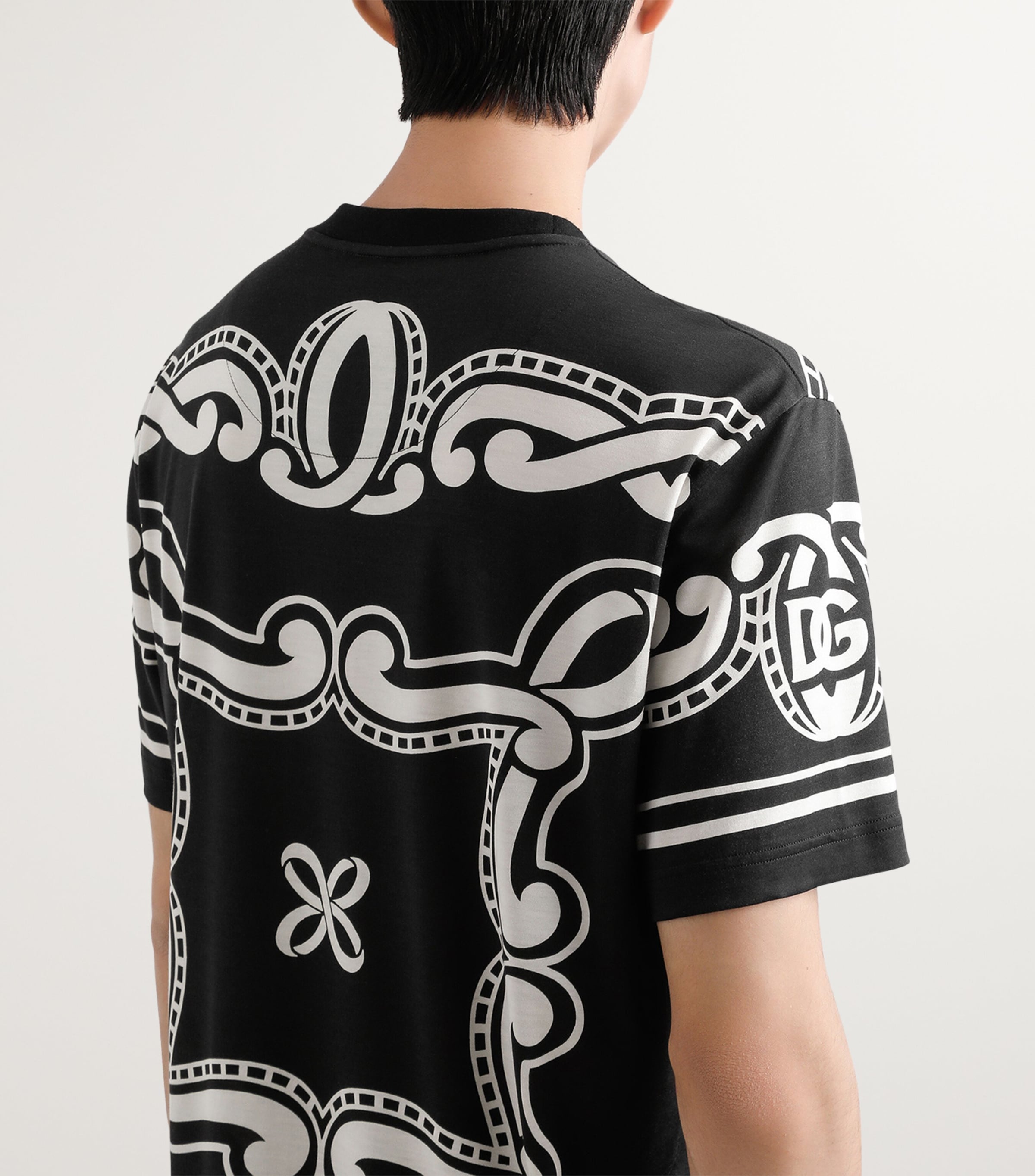 Silk Logo Print T-Shirt HN9RA-BANDANA NERO Image 4