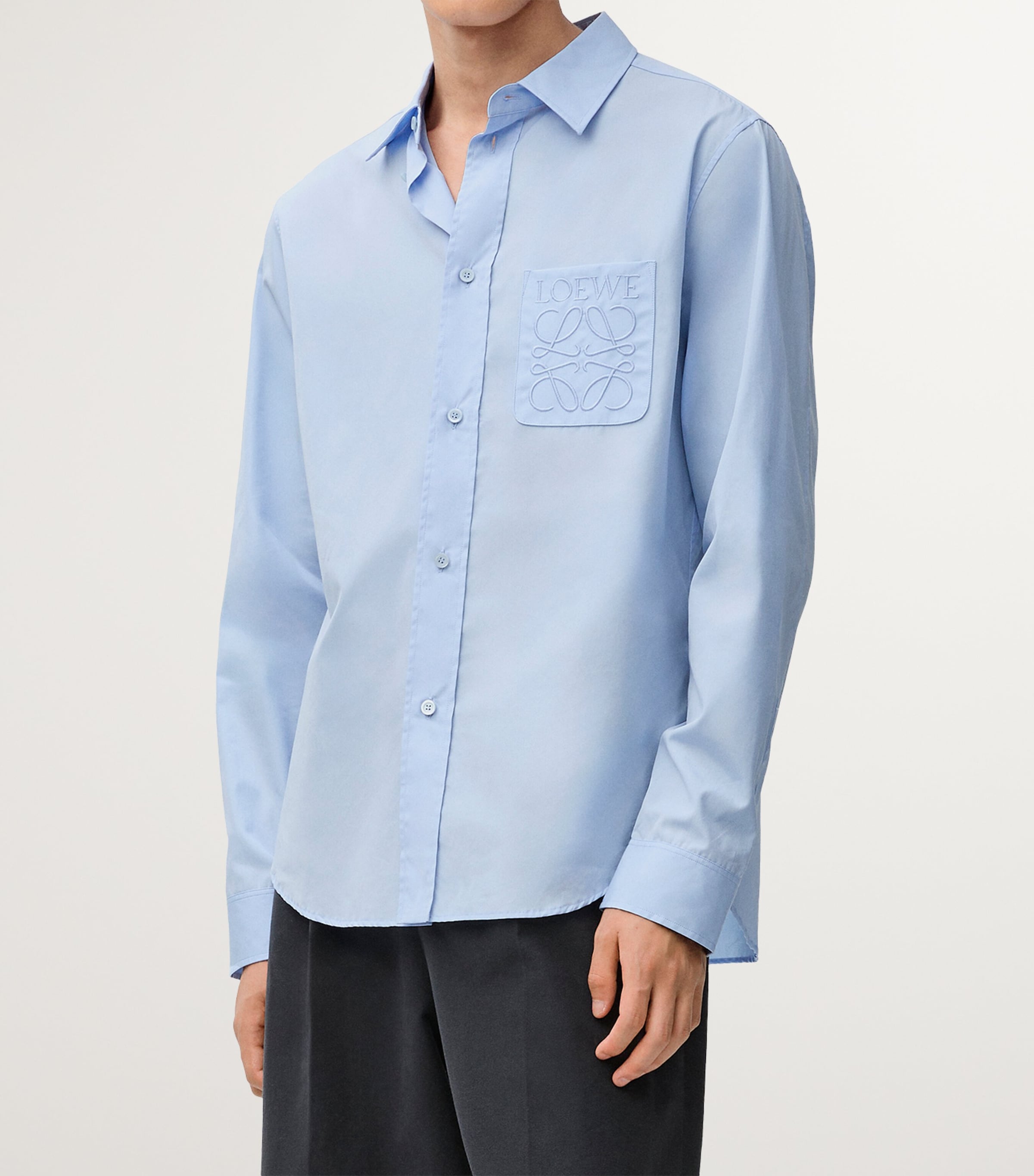 Cotton-Blend Anagram Shirt LIGHT BLUE Image 3