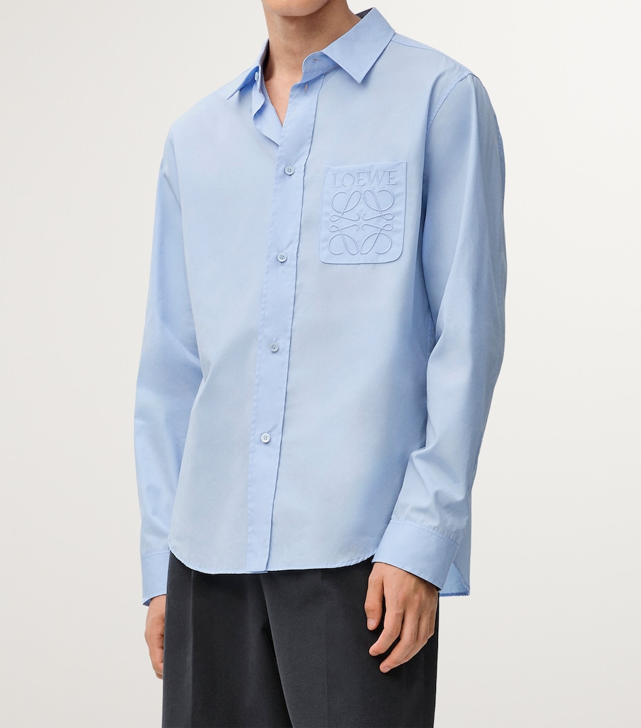 Cotton-Blend Anagram Shirt LIGHT BLUE Image 3