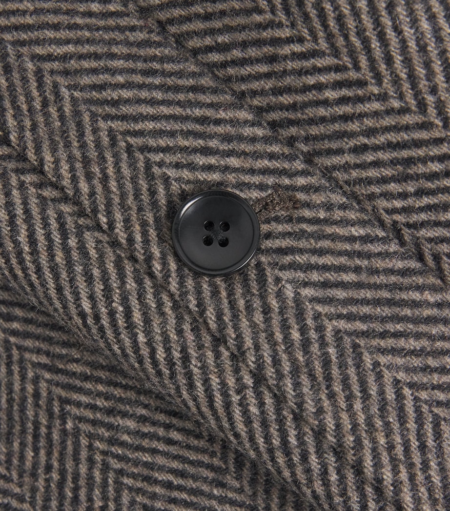 Wool-Blend Herringbone Brunetti Overcoat CAMEL/BLACK Image 5