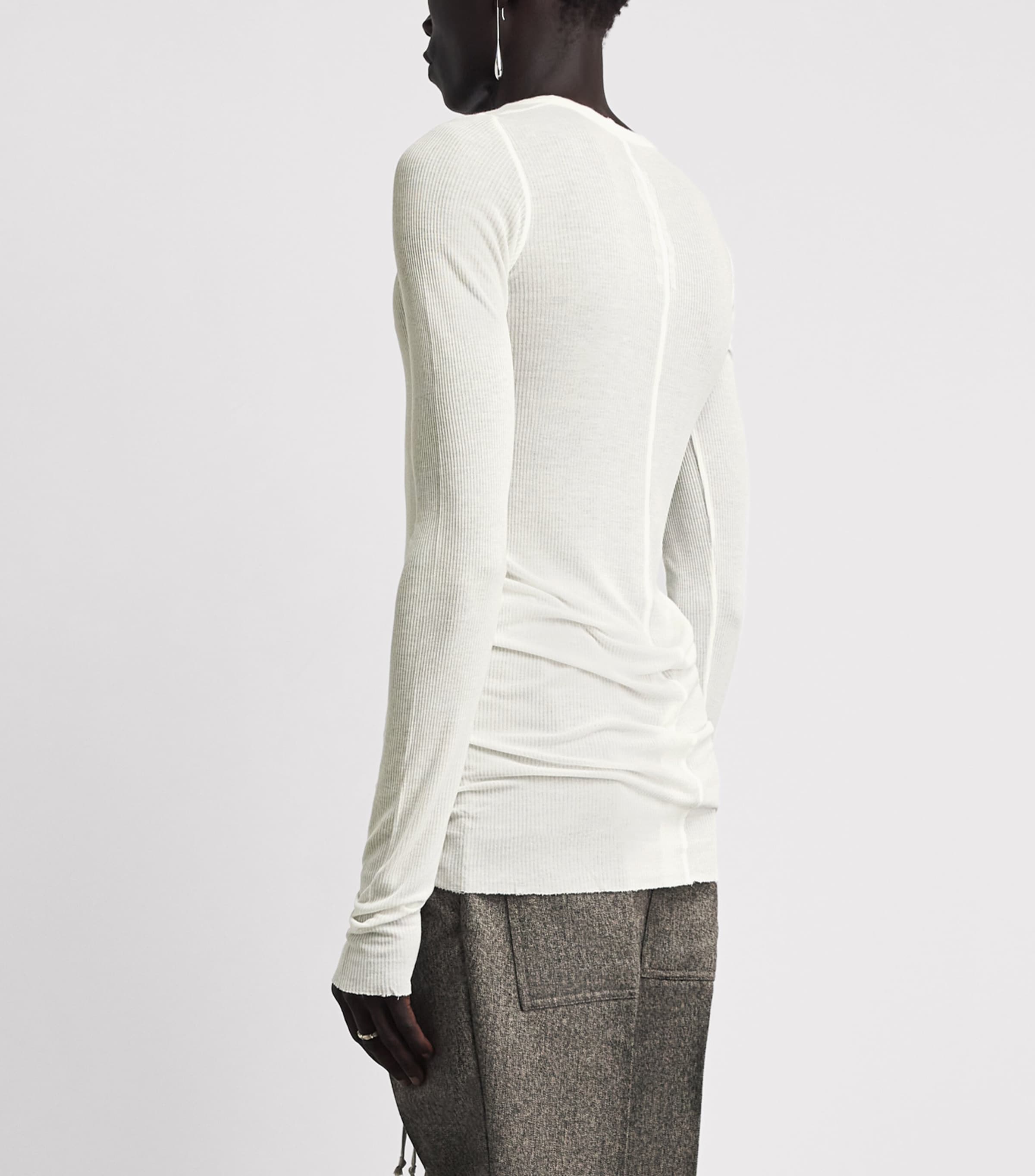 Rick Owens Mens Rib LS Long-Sleeve T-Shirt Milk Image 5