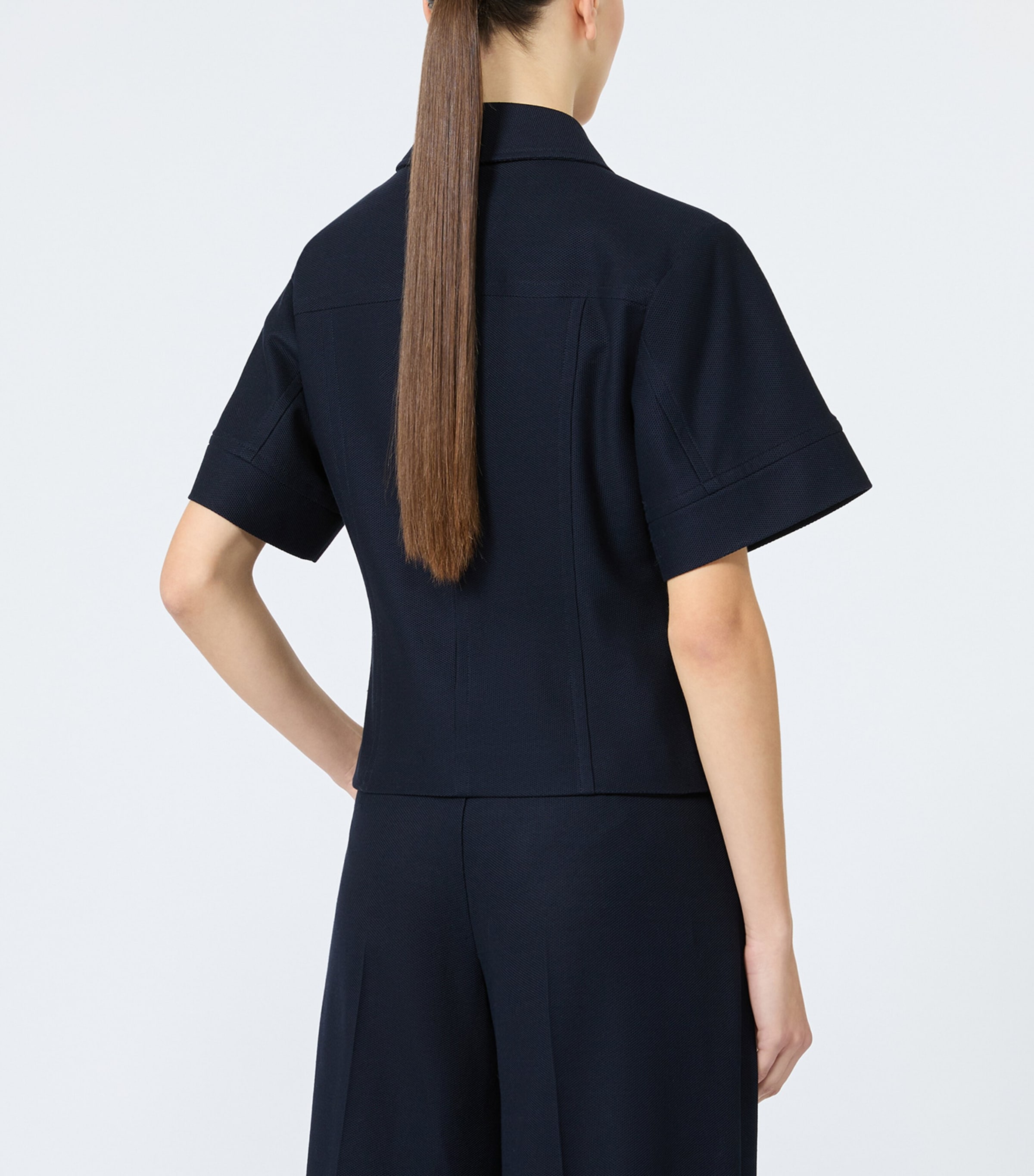 Max Mara Womens Cotton Slim-Fit Jacket Ultramarine Image 4