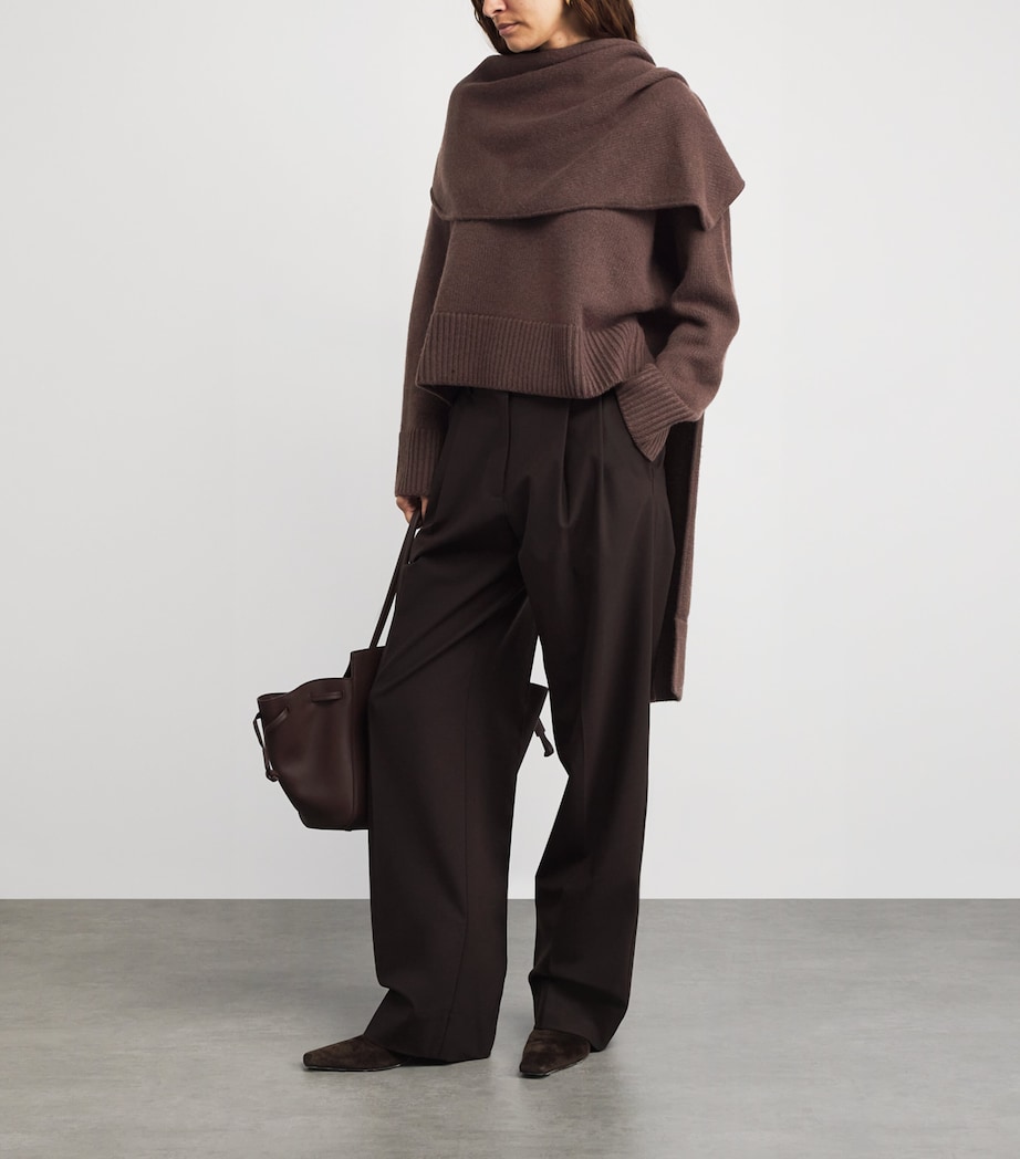 Wool-Cashmere Elson Scarf Sweater CHOCOLATE Image 2