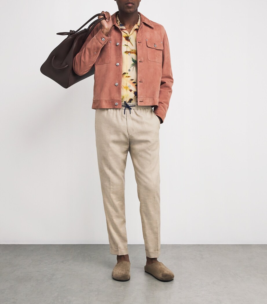 Paul Smith Mens Linen-Wool Straight Trousers Beige Image 2