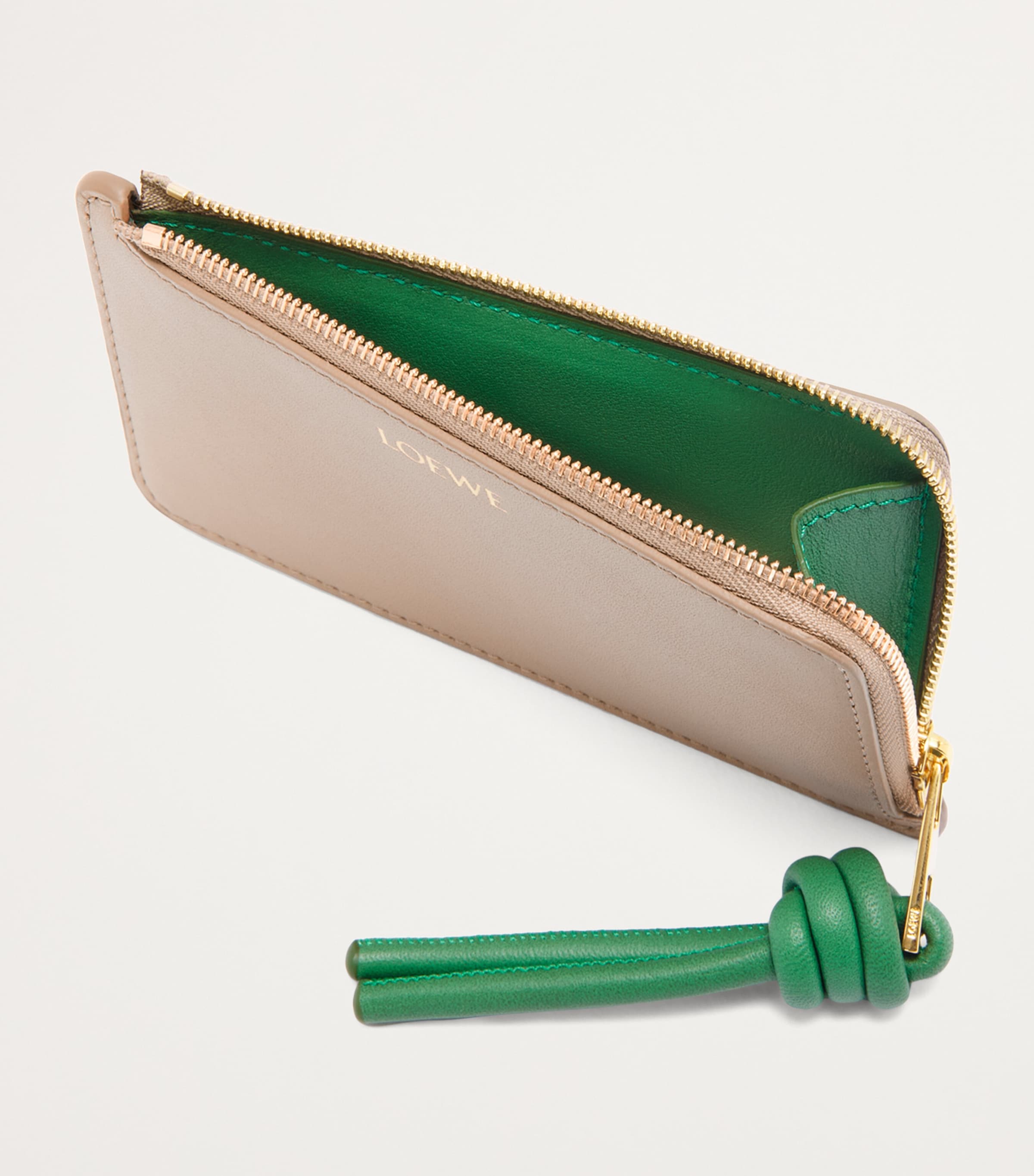 Leather Knot Card Holder SAND/TROPICAL GREEN Image 3