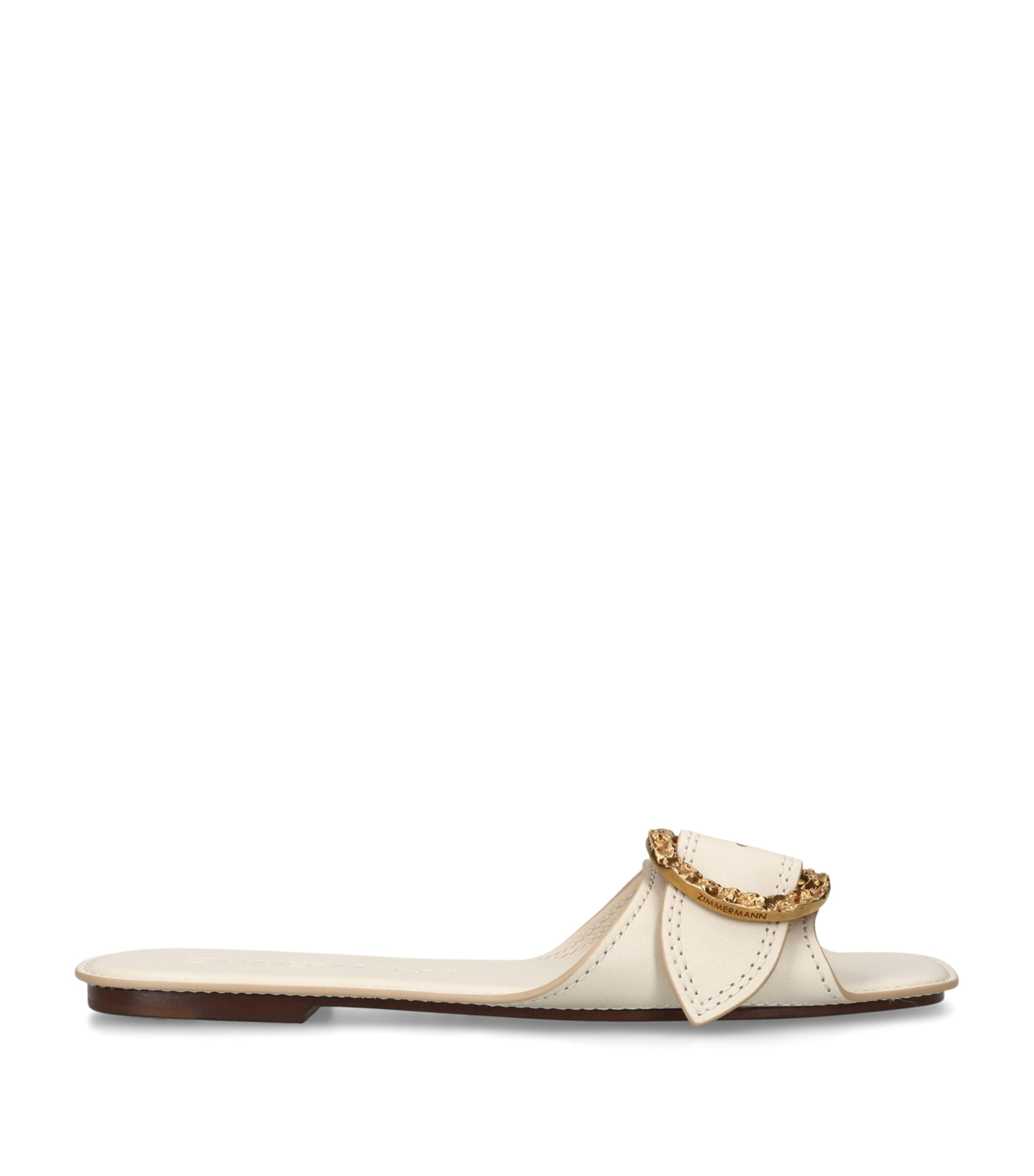 Zimmermann Leather Solena Slides Bone Image 1