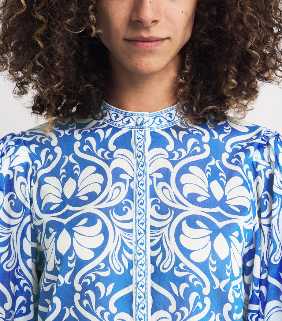 Cotton April Pleated Blouse SOIREE TRUE BLU J478 Image 6