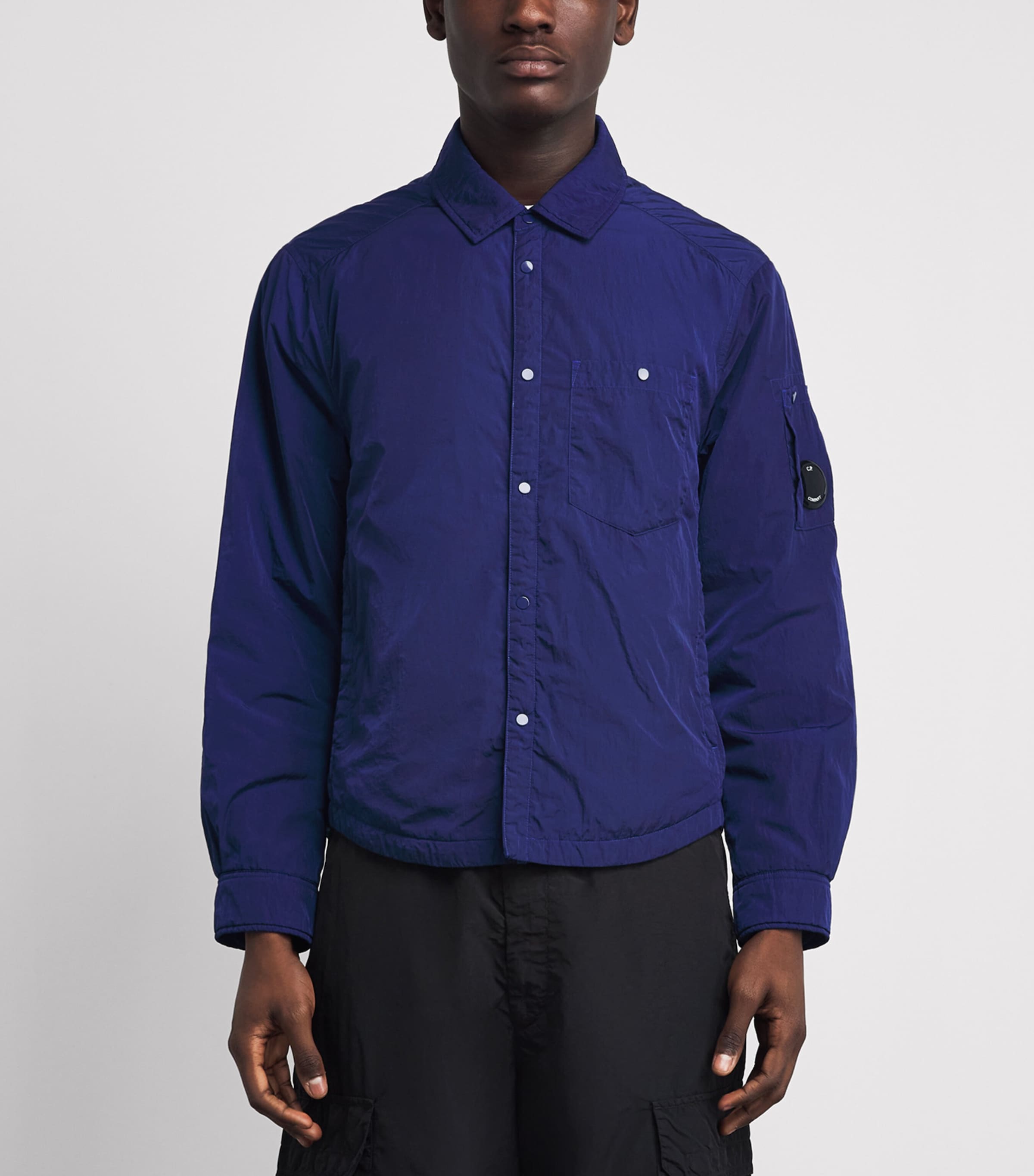 C.P. Company Mens Goggle-Pocket Long-Sleeve Shirt Blueprint Image 4