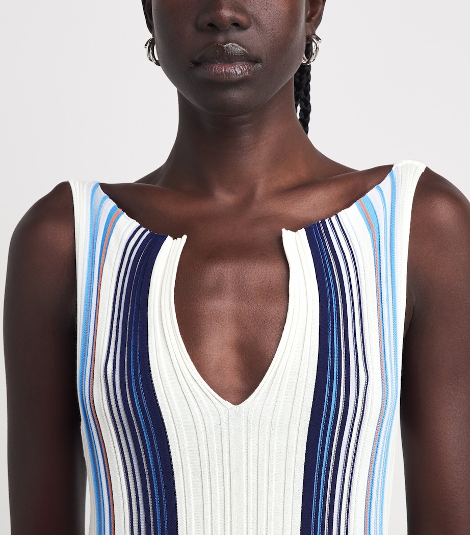 Theory Womens Ribbed Stripe Maxi Dress Chk Ivory Multi Image 3