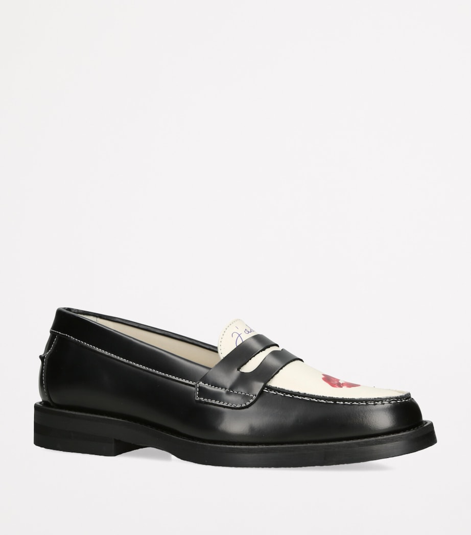 DUKE & DEXTER Leather Kiss Wilde Penny Loafers Blk/white Image 3