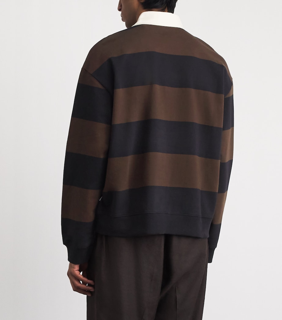 NN.07 Mens Organic Cotton David Rugby Shirt Brown Stripe Image 5