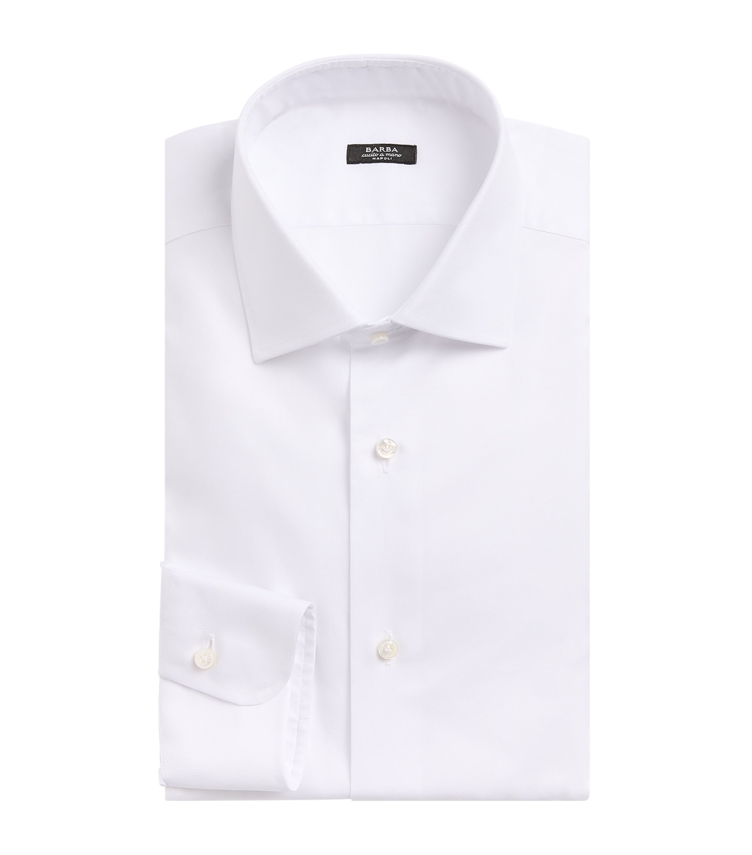 Barba Napoli Mens Cotton Poplin Slim Shirt White Image 1