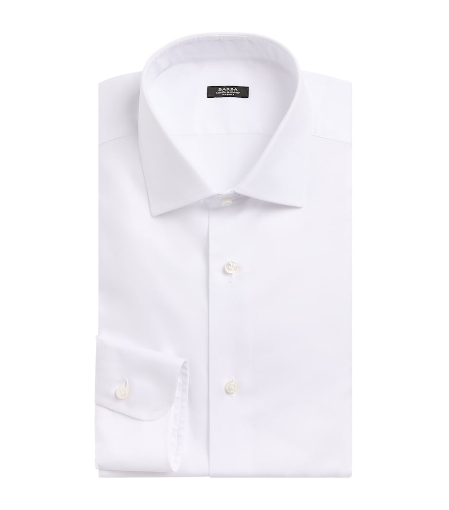 Barba Napoli Mens Cotton Poplin Slim Shirt White Image 1