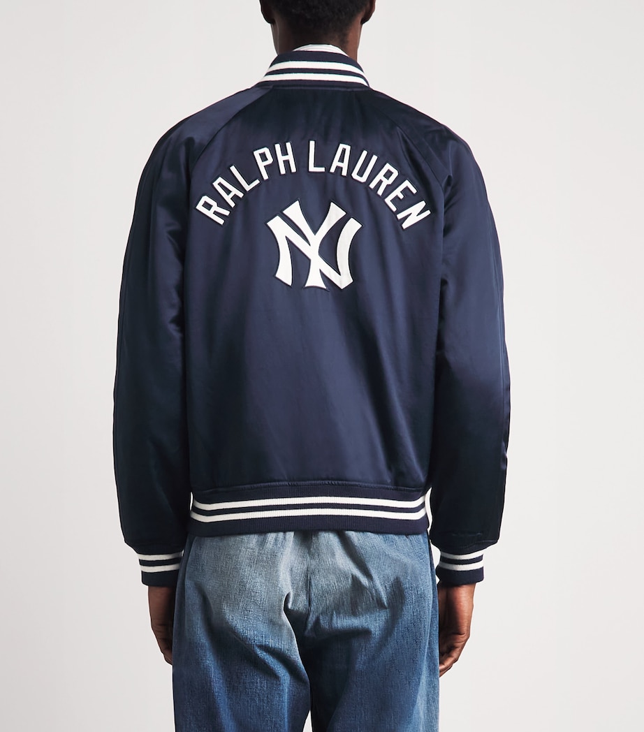 Polo Ralph Lauren Mens Satin Yankees Bomber Jacket Aviator Navy Image 5