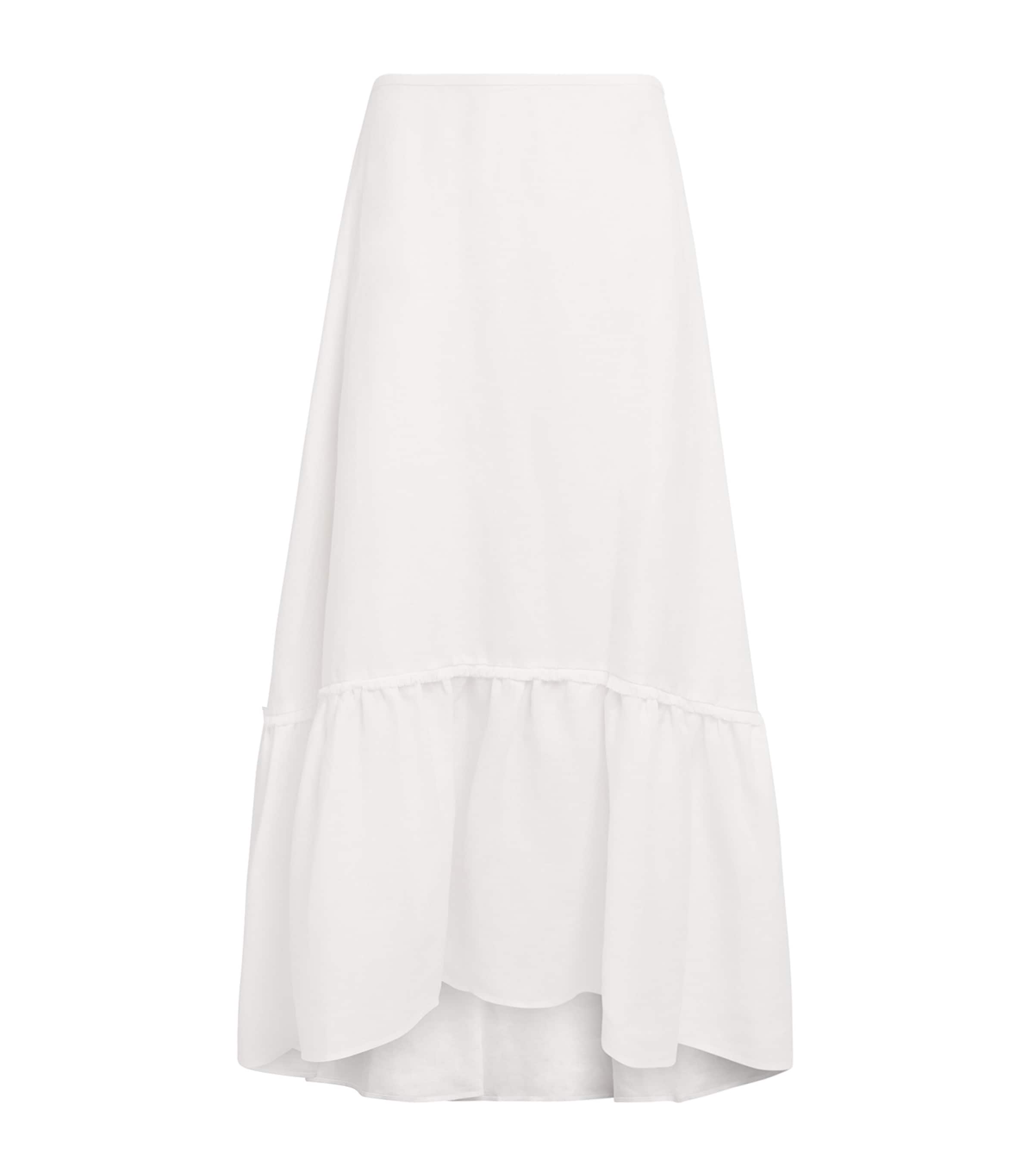 Agnona Womens Cotton Tiered Maxi Skirt White Image 1