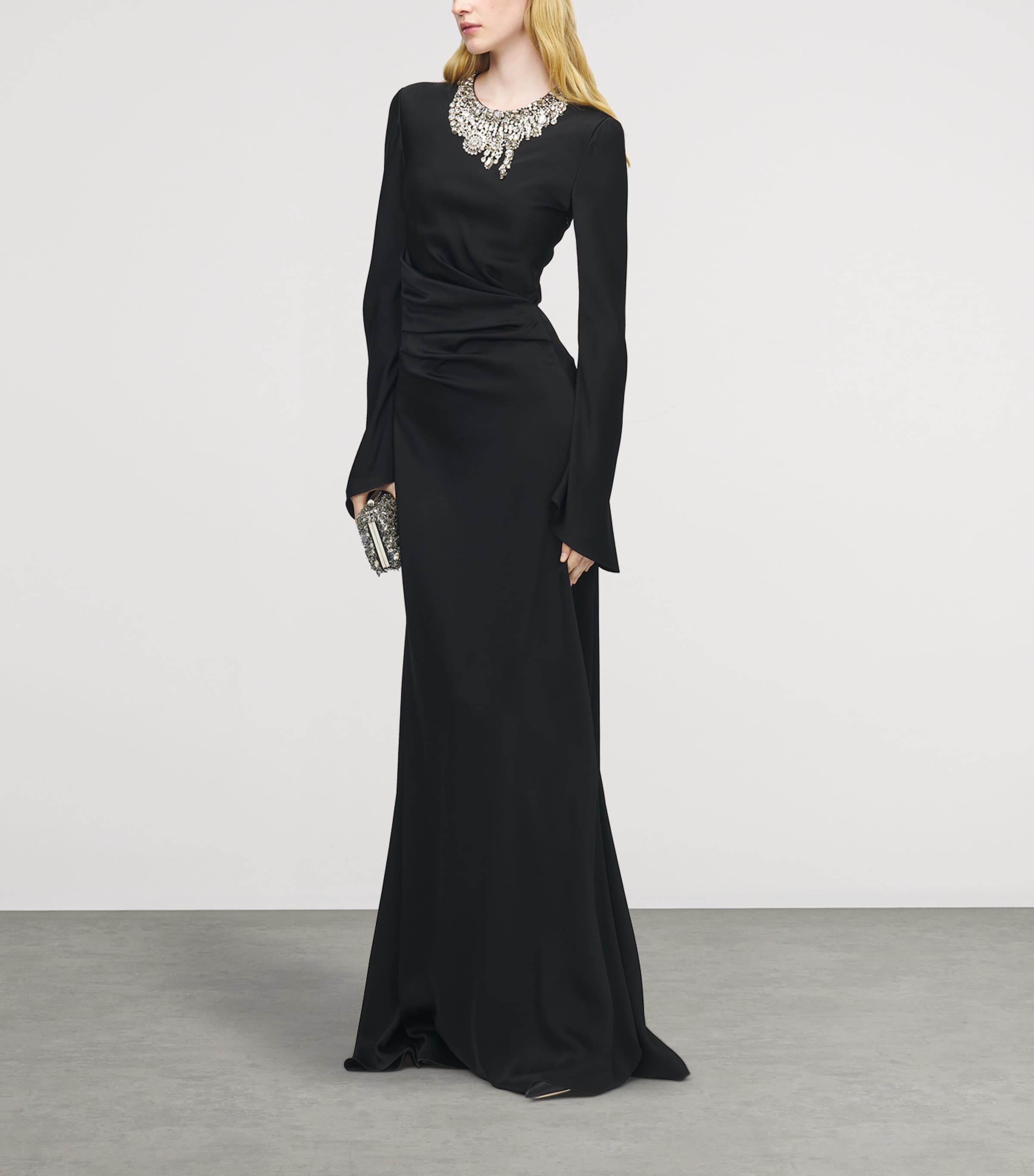 McQueen Womens Embellished Draped Maxi Dress Image 4