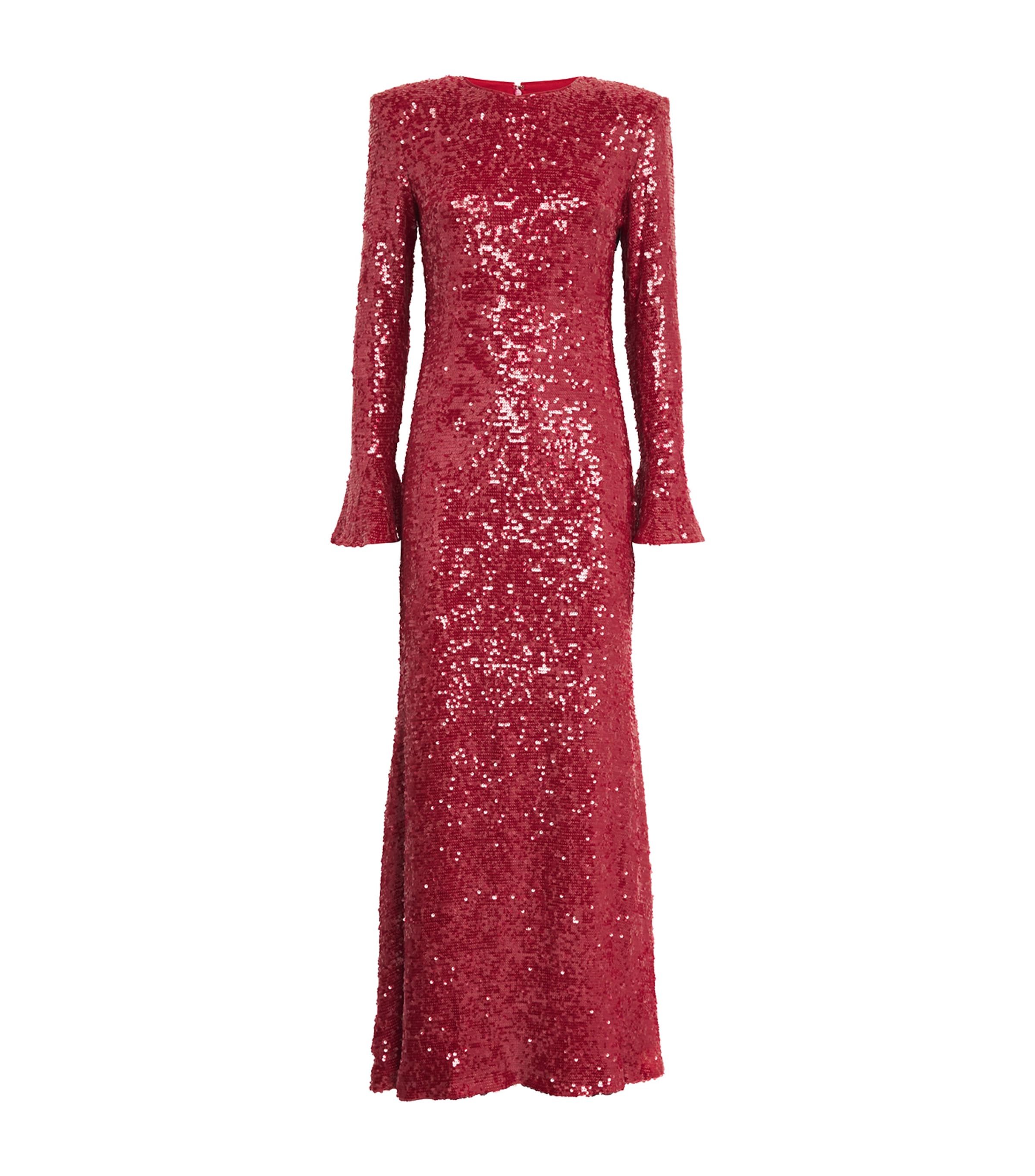 Lapointe Sequin Flared Maxi Dress In Red