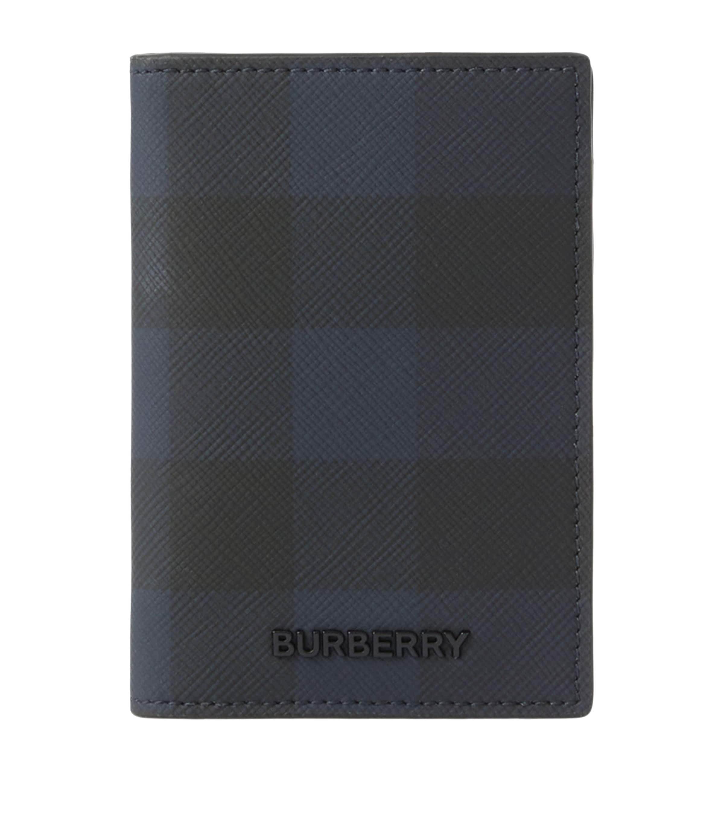 Burberry Check Bifold Card Holder In Navy