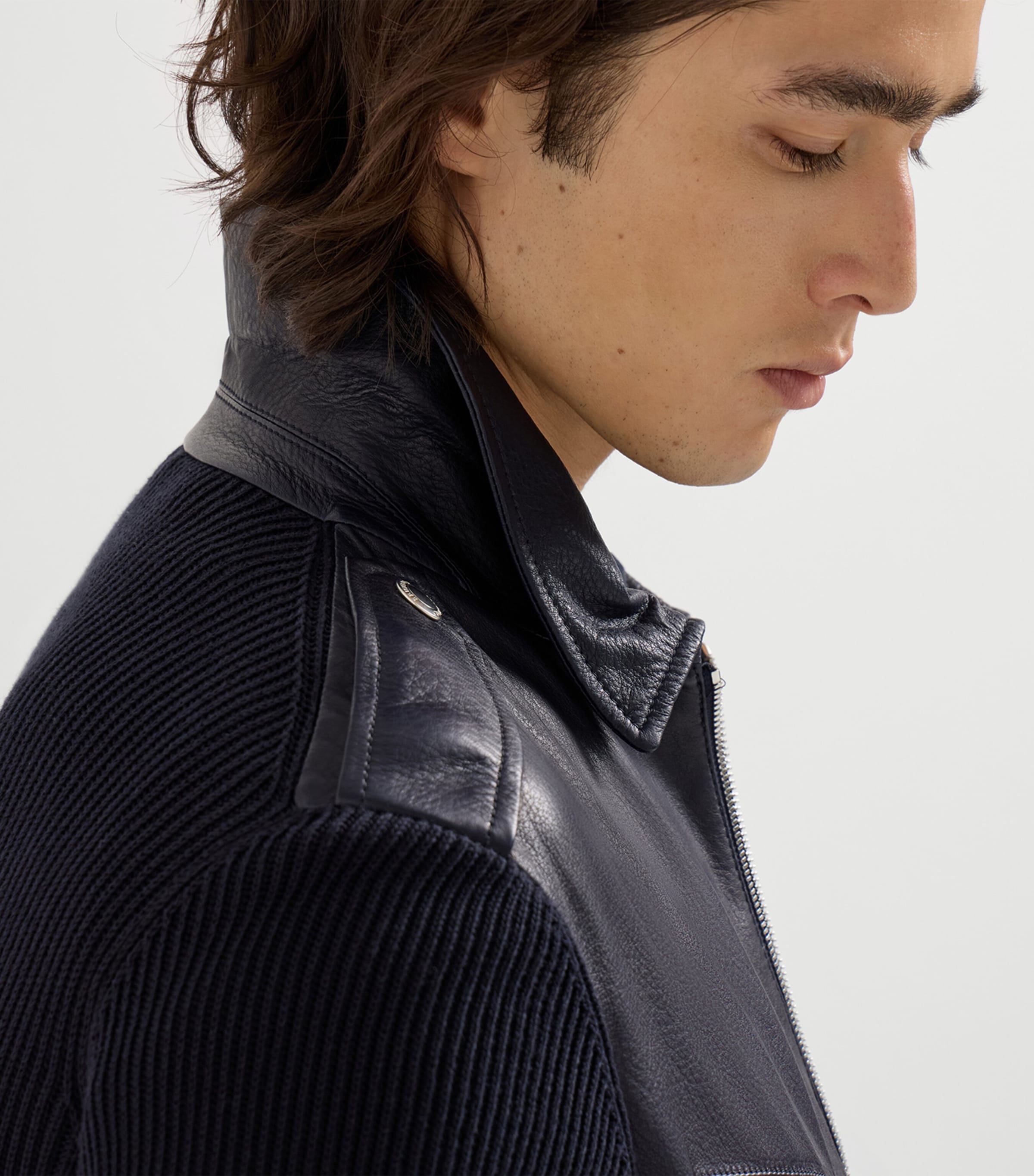 Knitted Leather Jacket CLJ86 Image 6