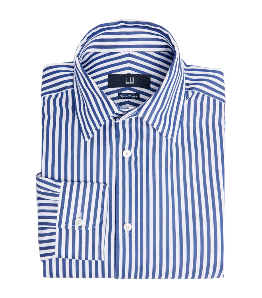 Dunhill Mens Giza Cotton Stripe Formal Shirt White Image 1