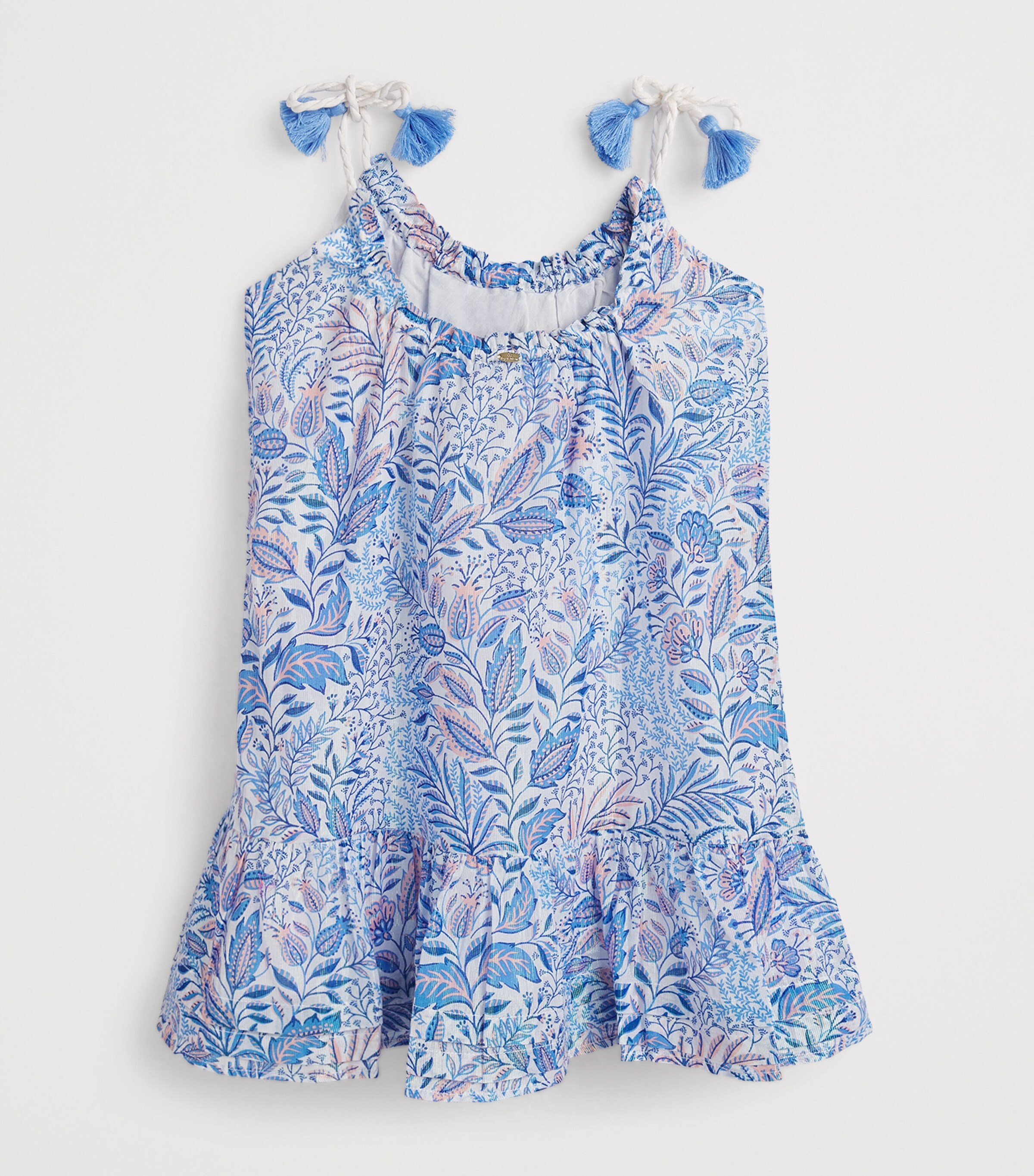Poupette St Barth Kids Cotton-Blend Cruz Mini Dress (4-12 Years) Blue Palmarosa Image 2