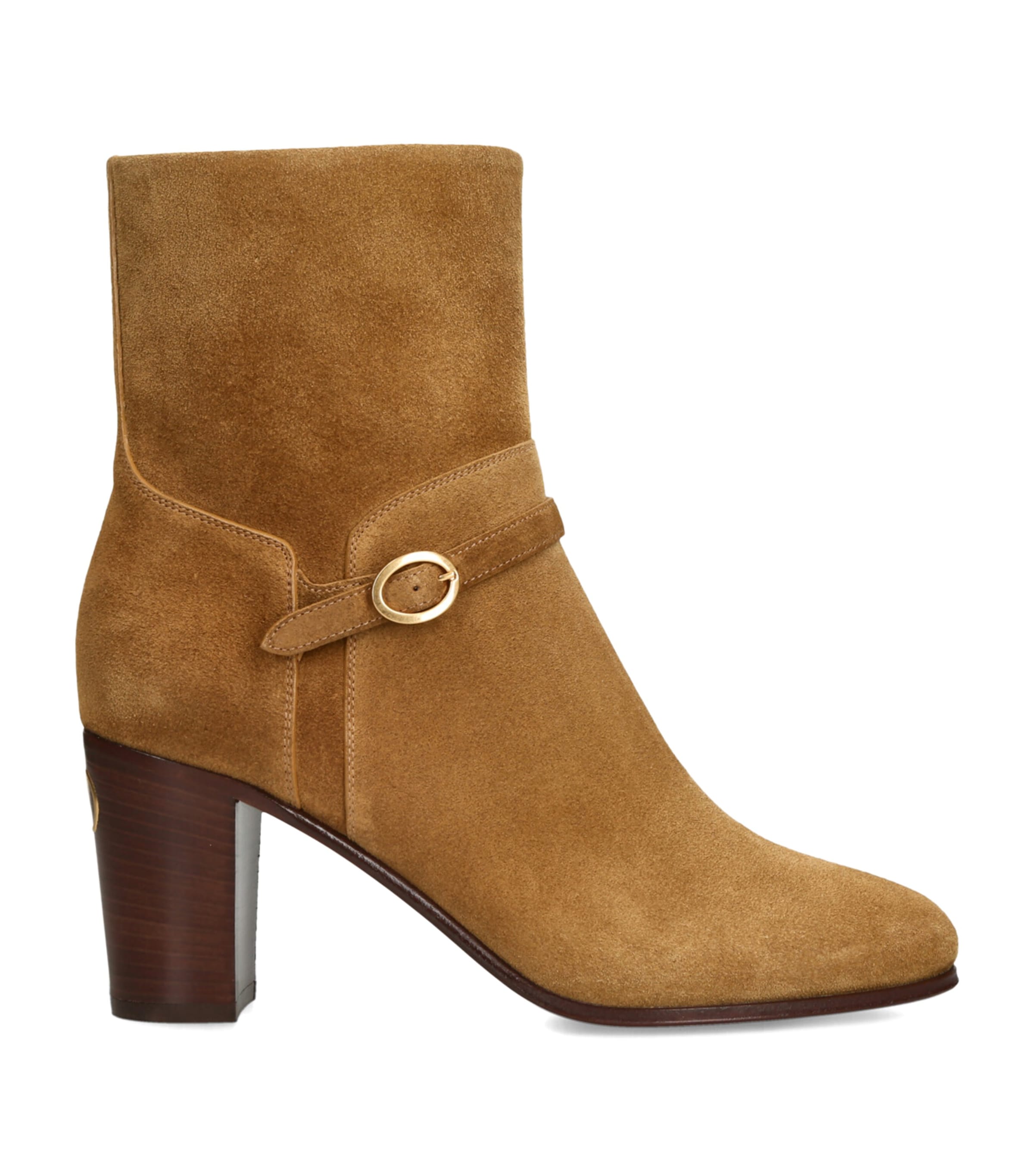 Valentino Suede Pattie Heeled Ankle Boots 75 In Sand