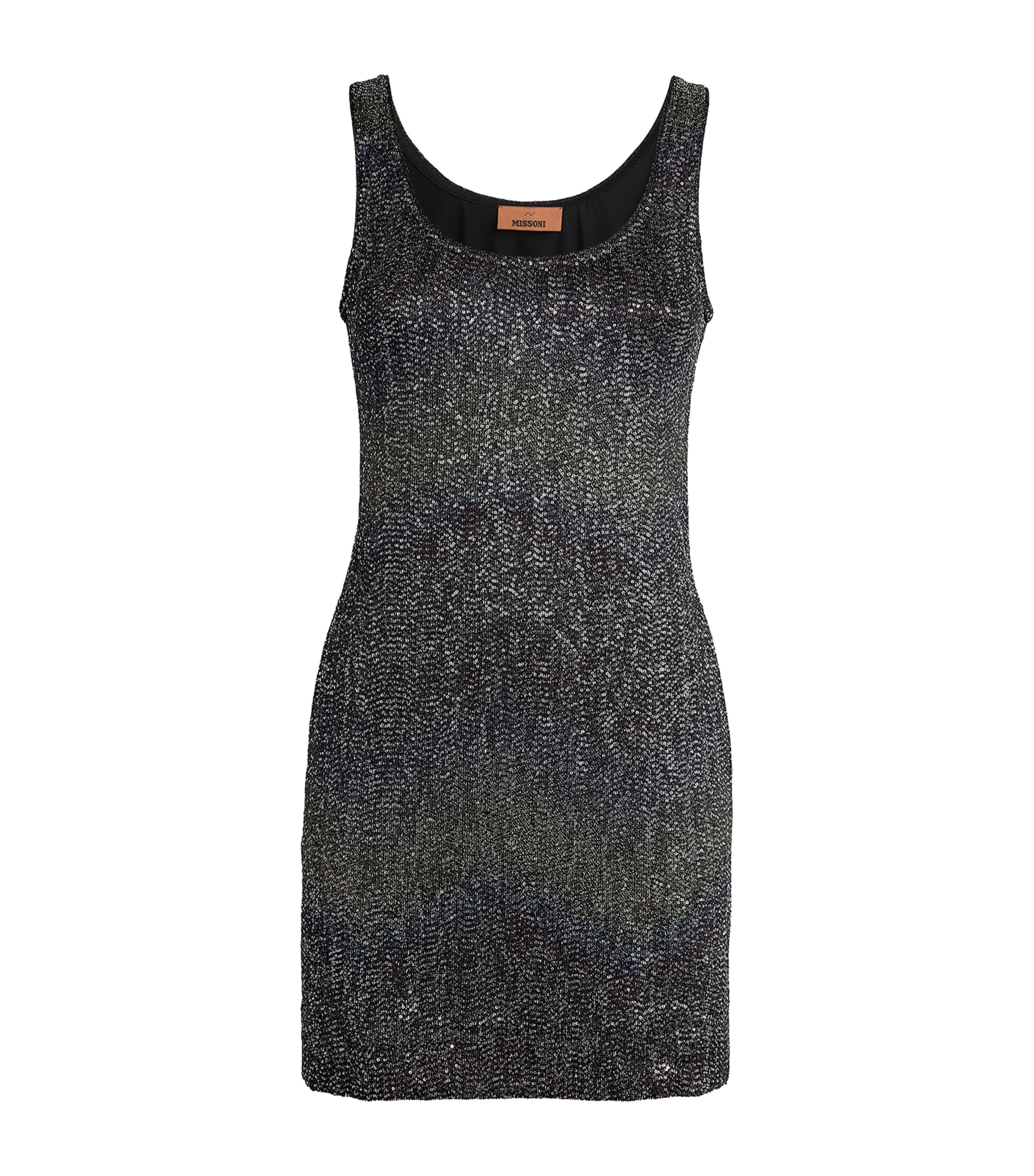 Missoni Womens Sequin Chevron Mini Dress Bn,bl,yl Image 1