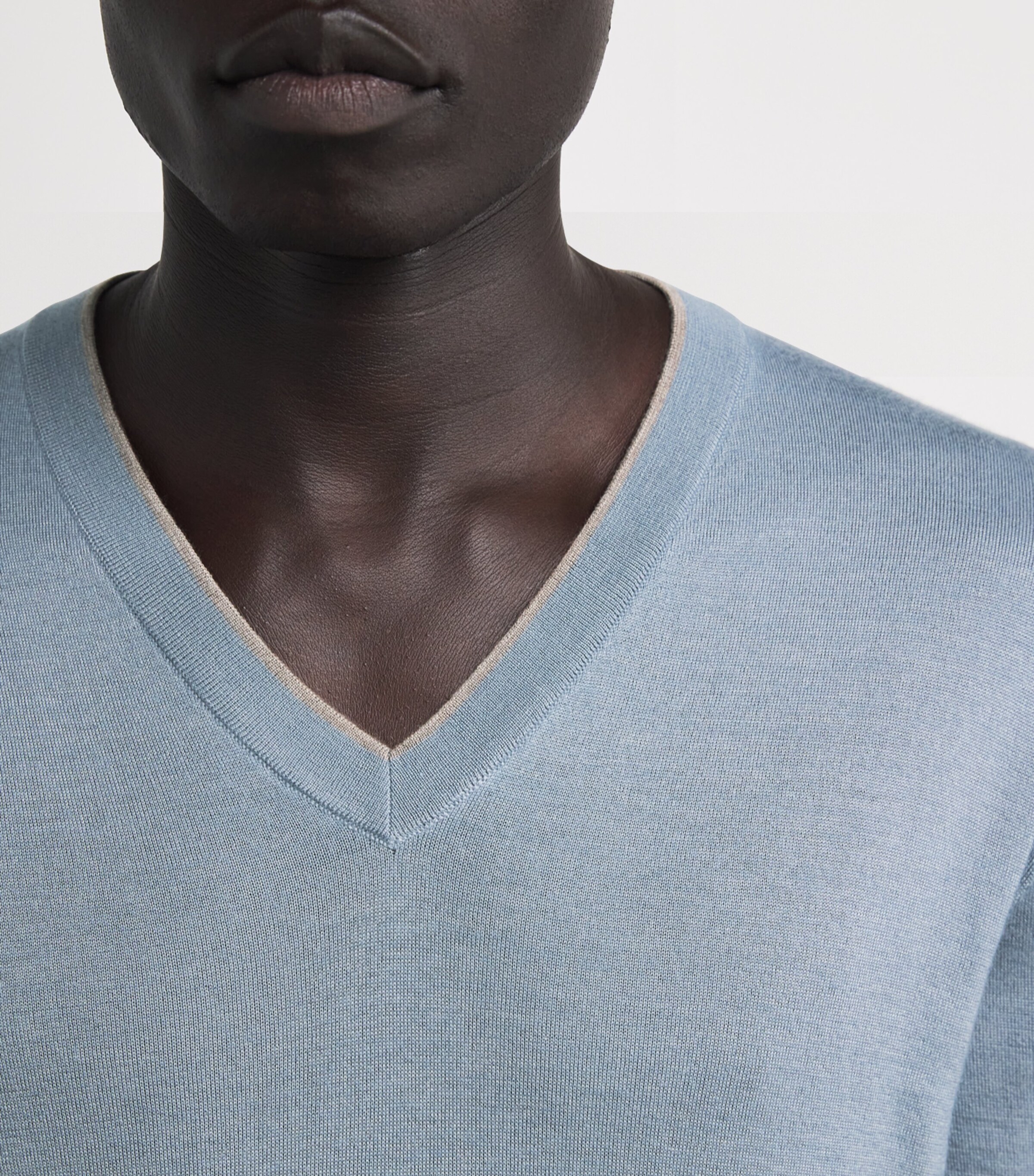 Fioroni Cashmere Mens Cashmere V-Neck Sweater Shark Image 6