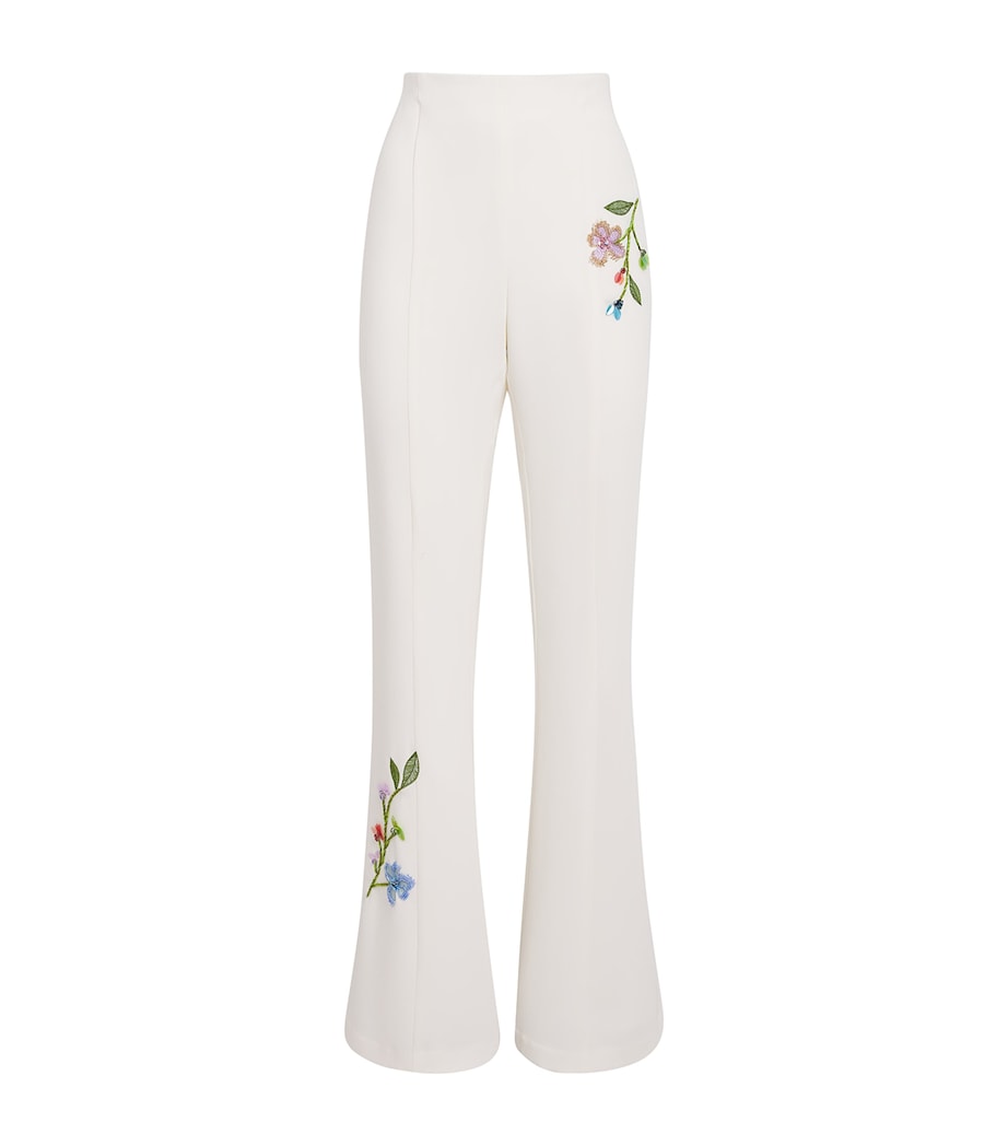 Cinq A Sept Womens Floral Vine Kailyn Flared Trousers Ivory / Multi Image 1