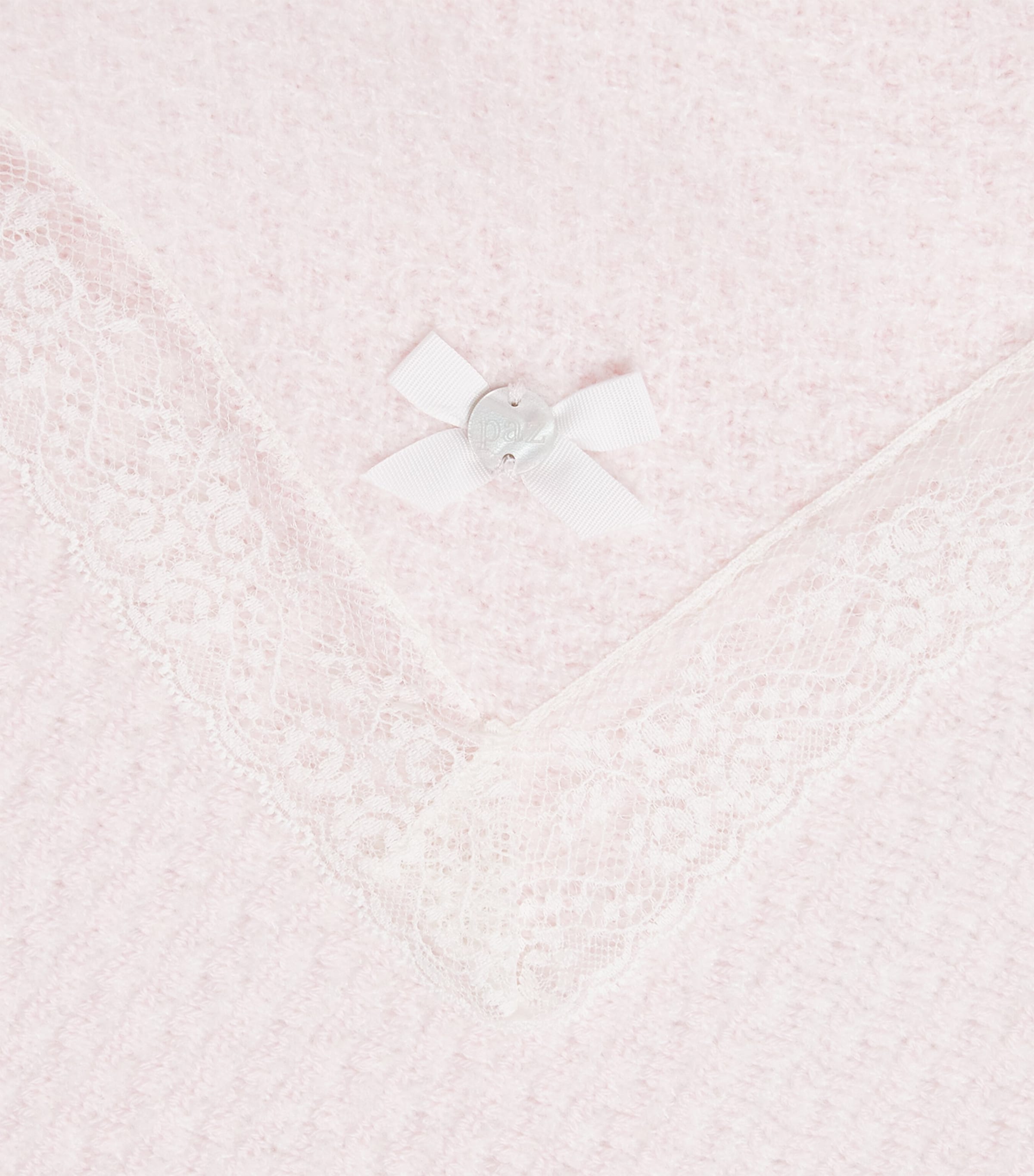 Paz Rodriguez Lace-Trim Knitted Blanket (100cm x 100cm) Light Pink/cream Image 3