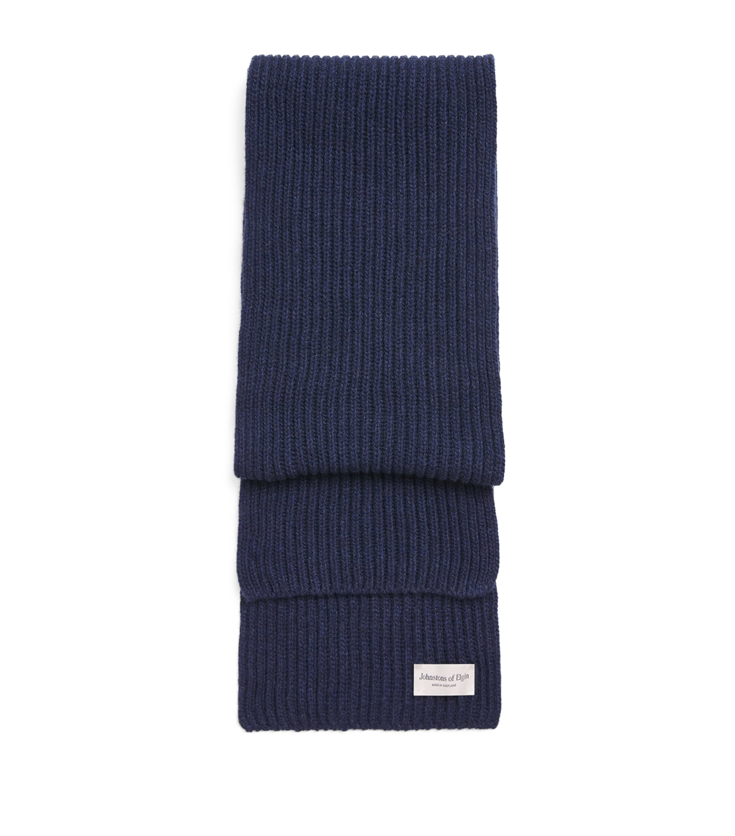 Johnstons Of Elgin Cashmere Lovat Ribbed Scarf Barra Navy Image 1
