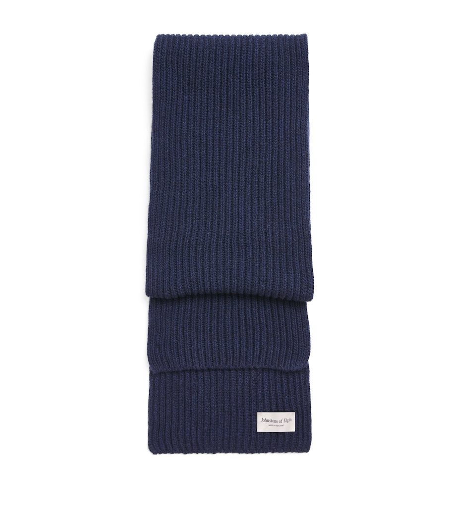 Johnstons Of Elgin Cashmere Lovat Ribbed Scarf Barra Navy Image 1