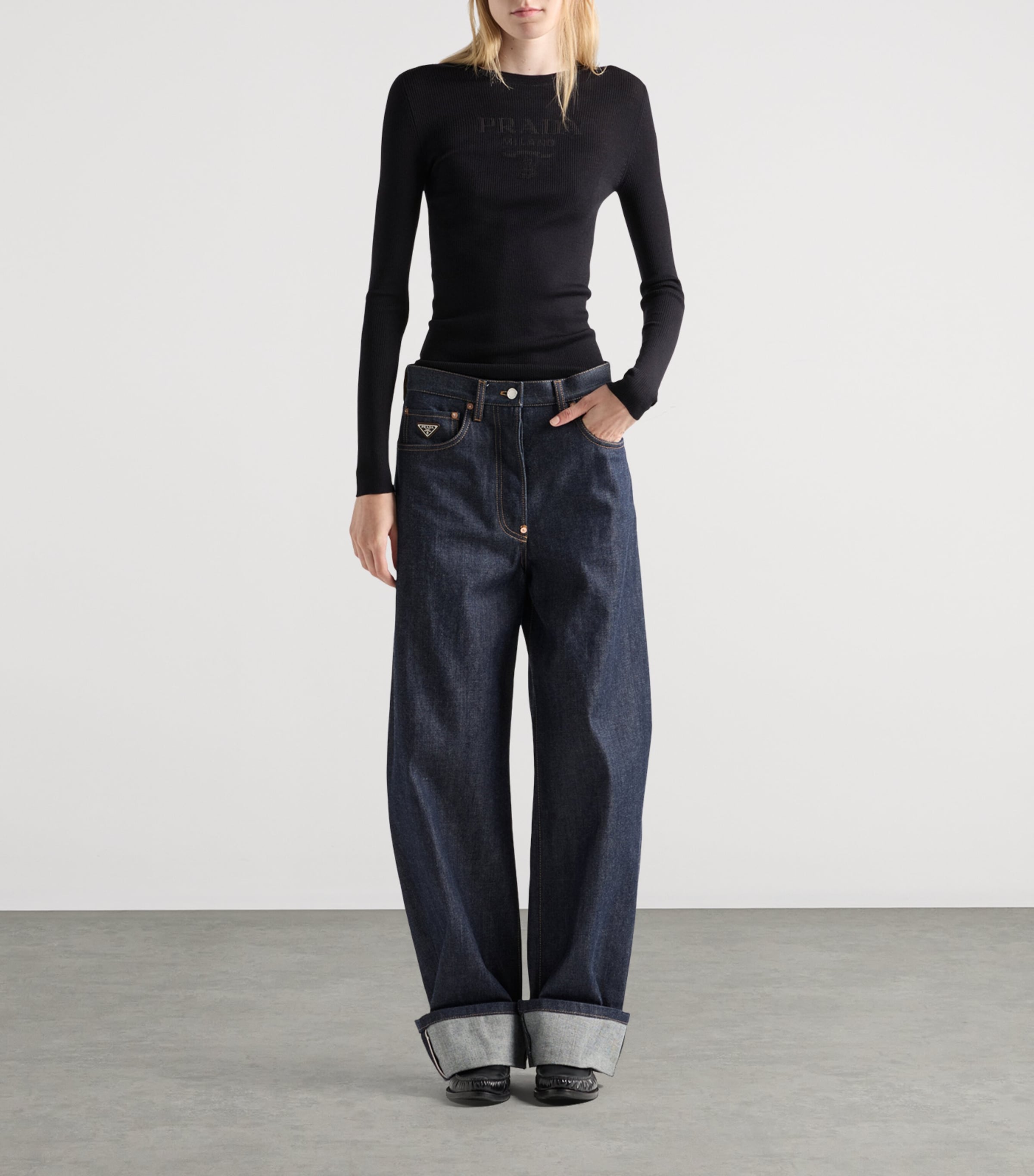 Wool-Blend Superfine Logo Sweater F0008 Image 2