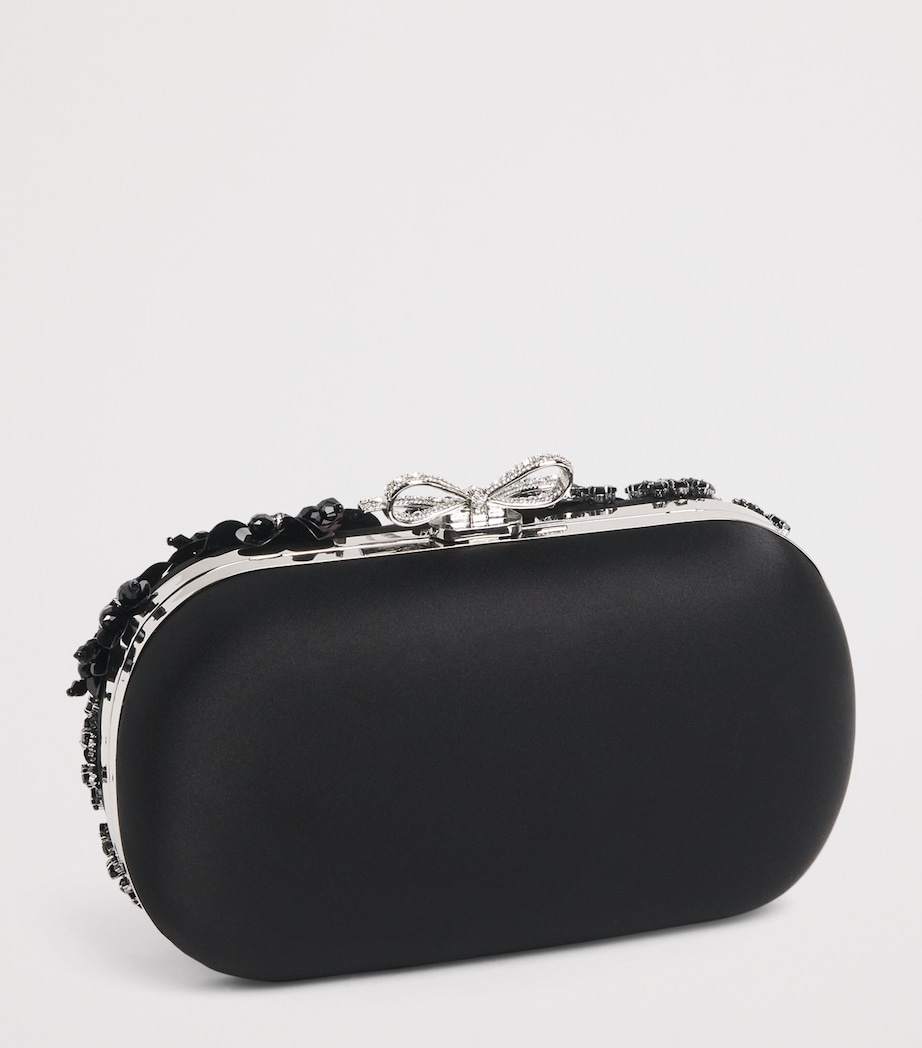 Satin Crystal-Embellished Clutch Bag BLACK Image 3
