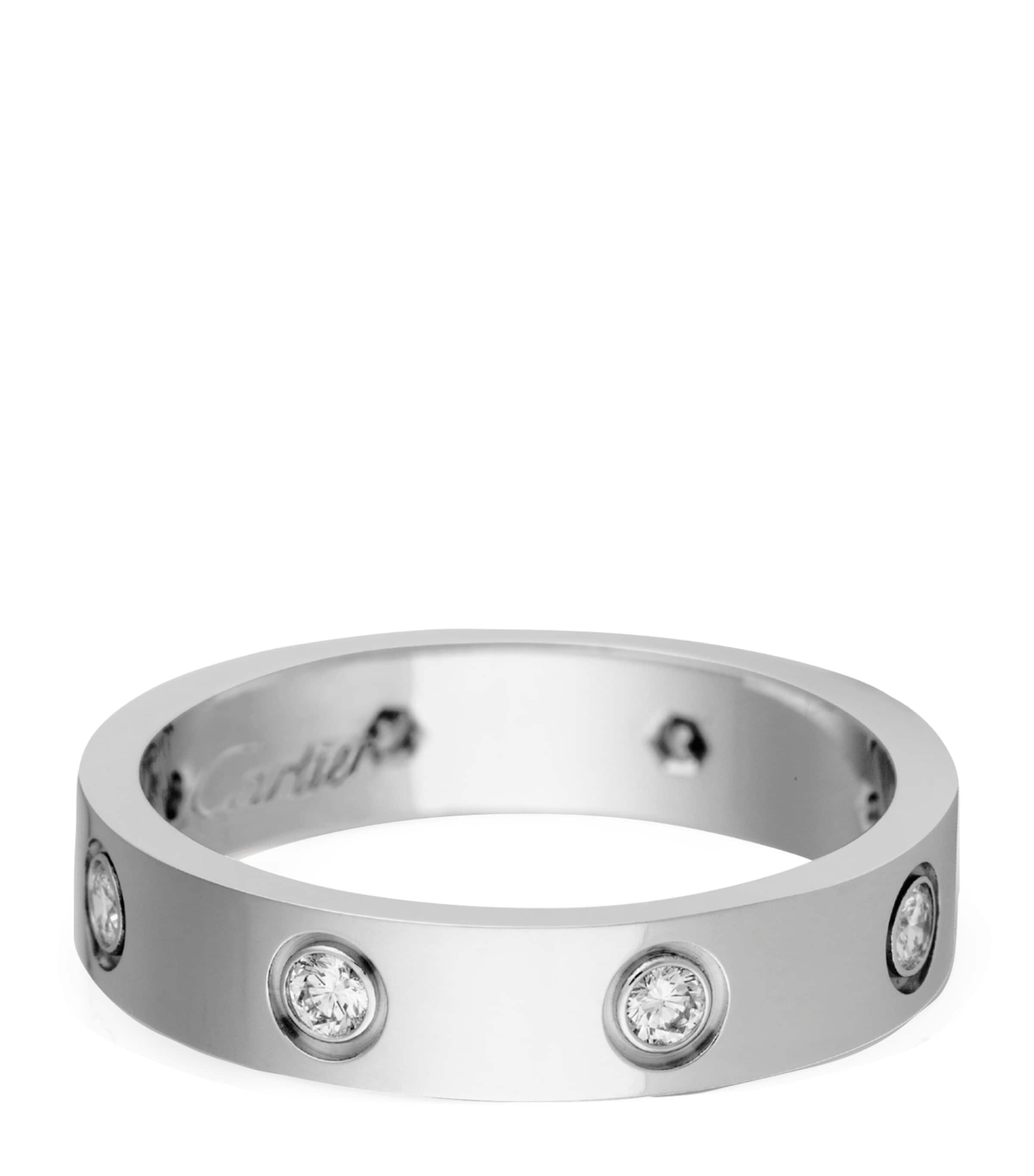 White Gold and Diamond LOVE Wedding Band MULTI Image 5