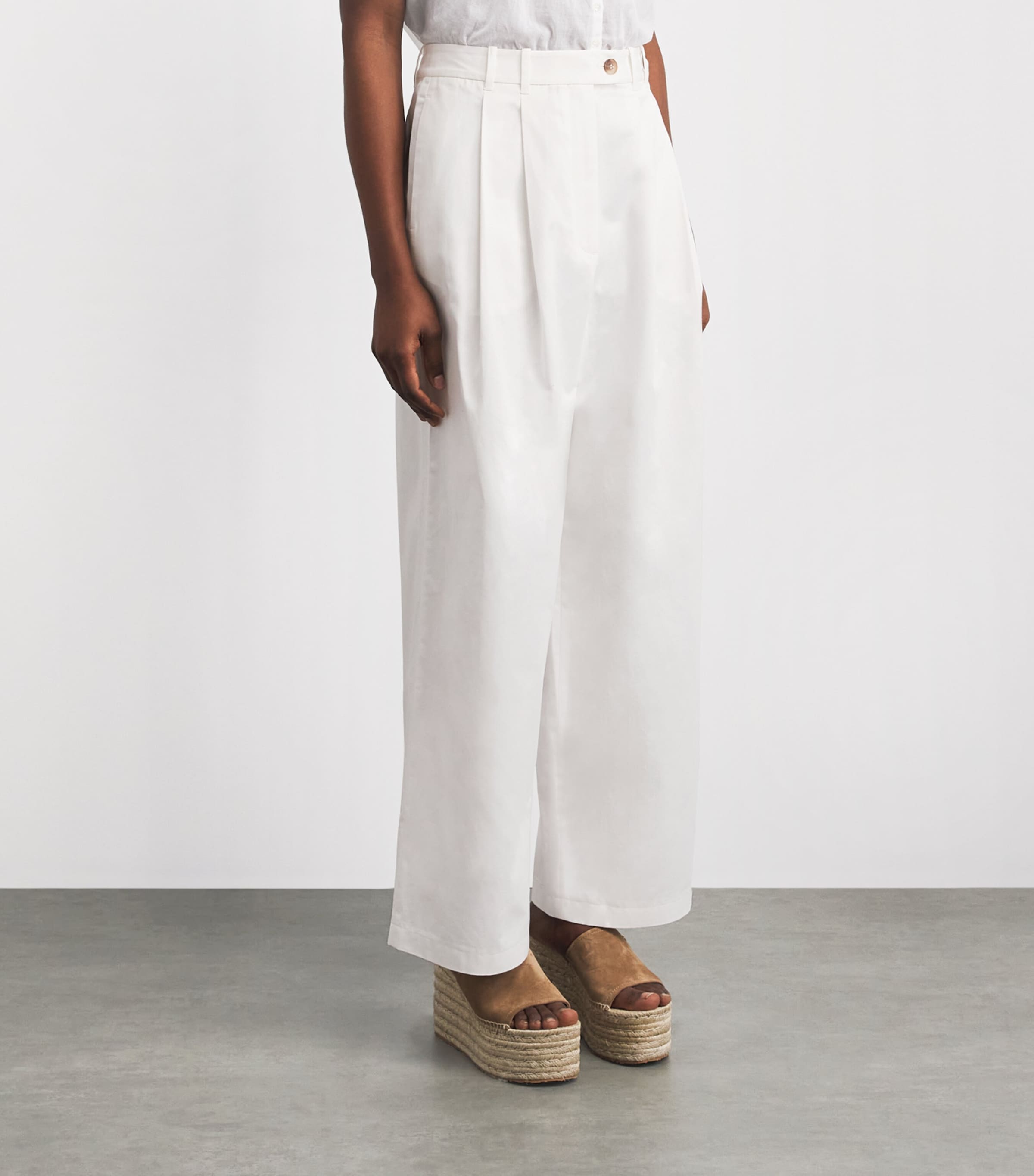 DÔEN Womens Cotton Twill Lisa Trousers Salt Image 4