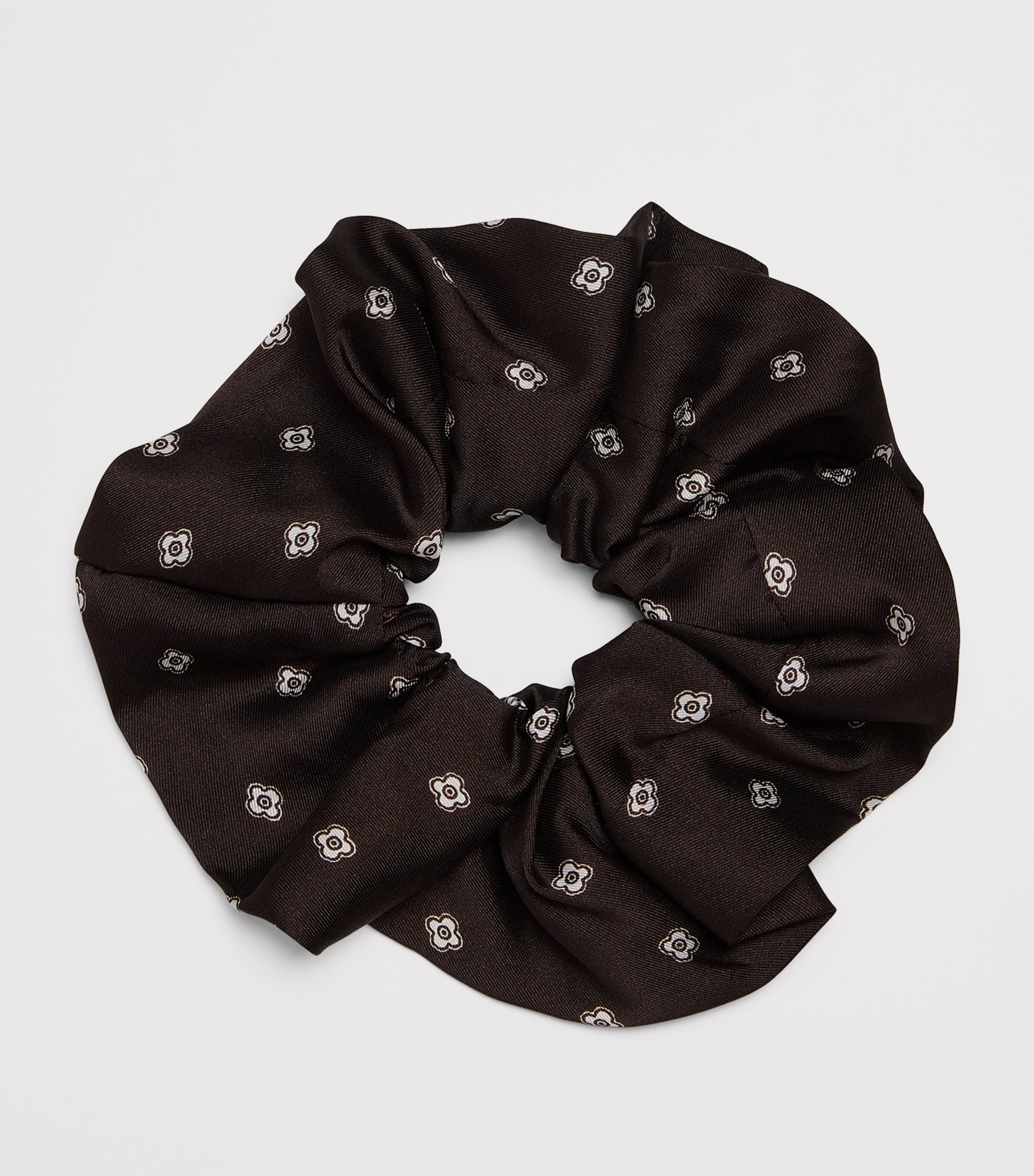 Satin Scarf Print Scrunchie BROWN / WHITE Image 2