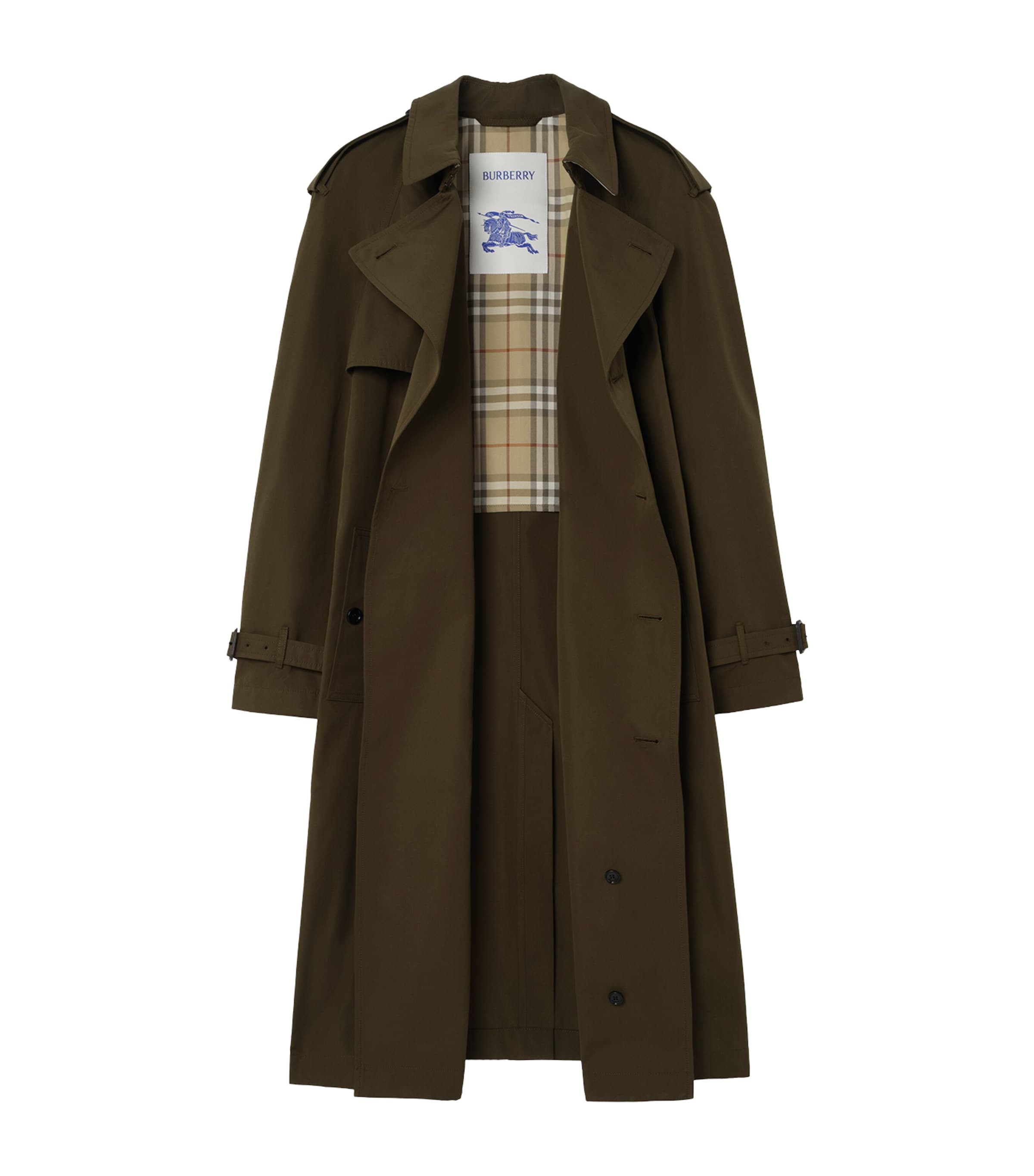Burberry Mens Long Cotton Gabardine Trench Coat Marsh Image 3